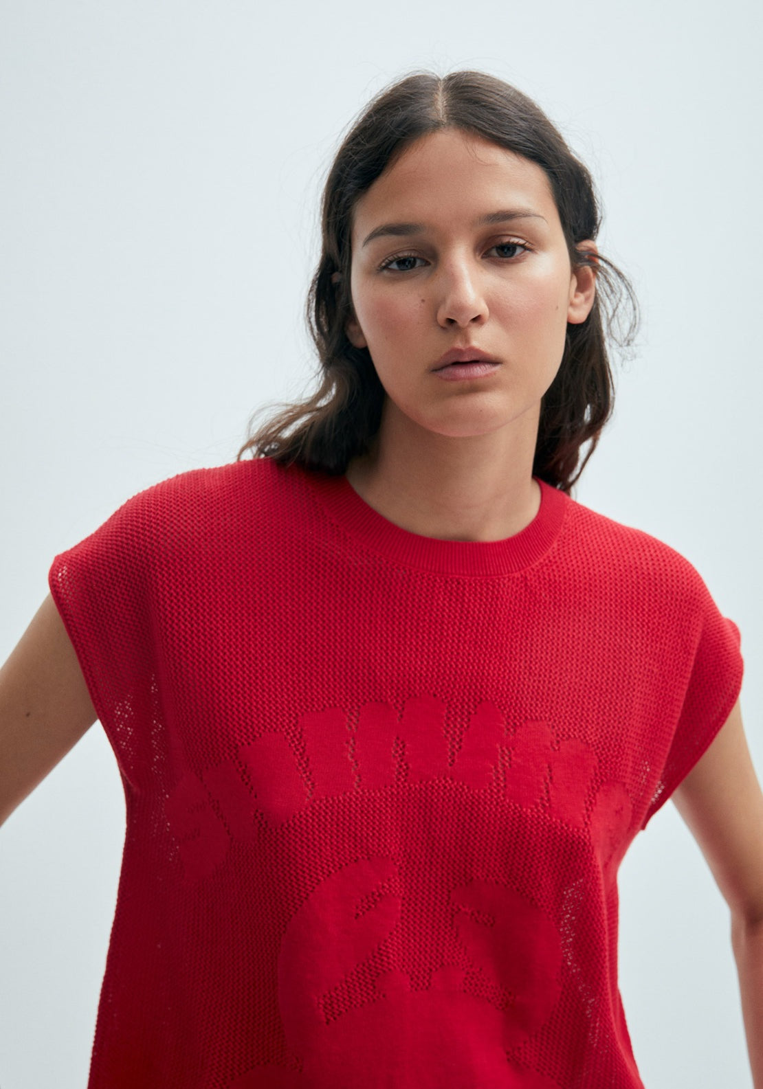 Sl Openwork Detail Top - Red