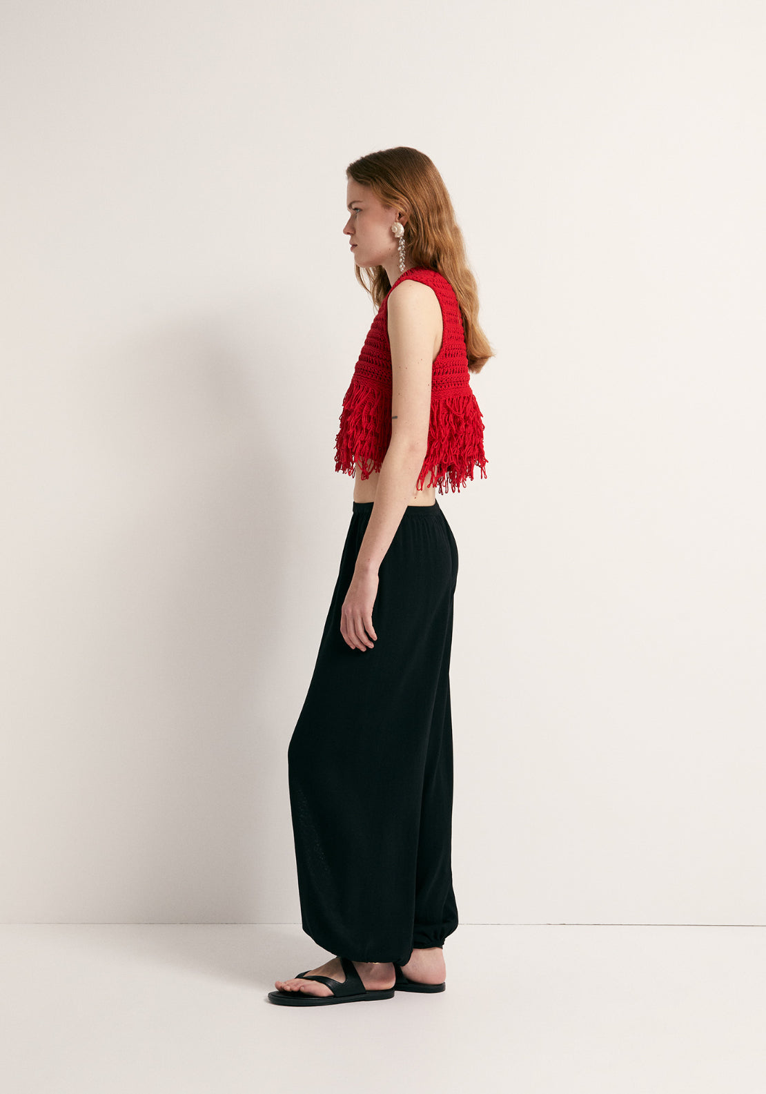Fringe Hem Top - Red