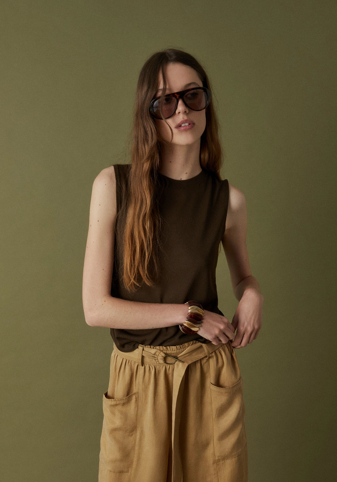 Gathered Side Top - Beige