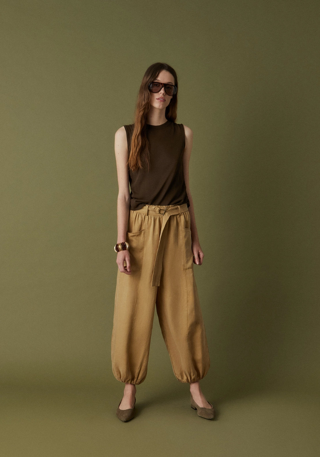 Gathered Side Top - Beige