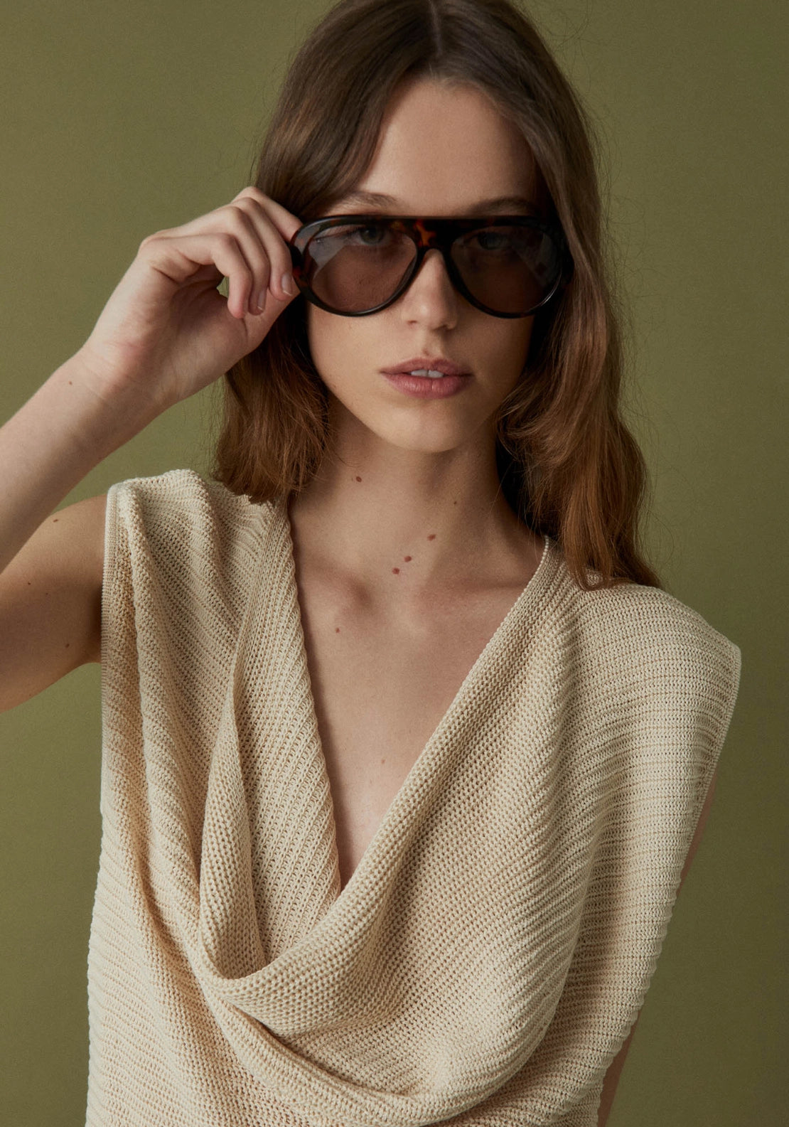 Cowl Neck Sweater - Beige