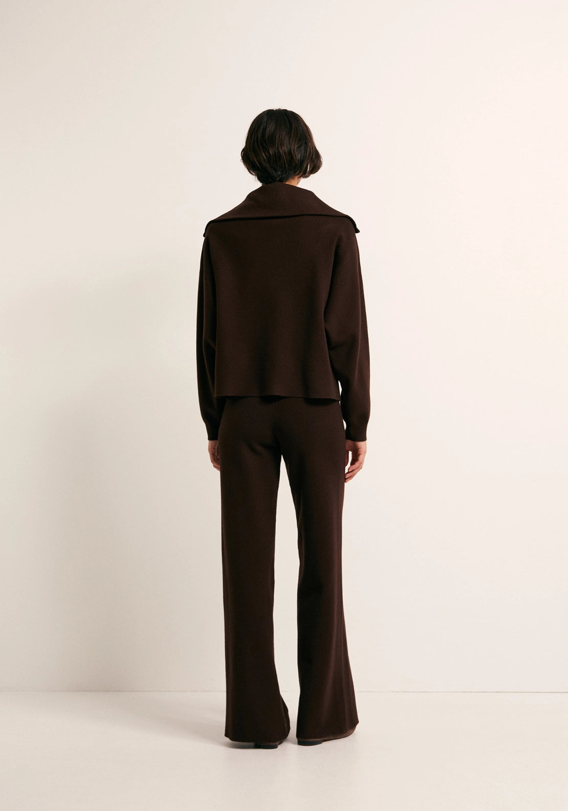 Flared Knit Trousers - Brown