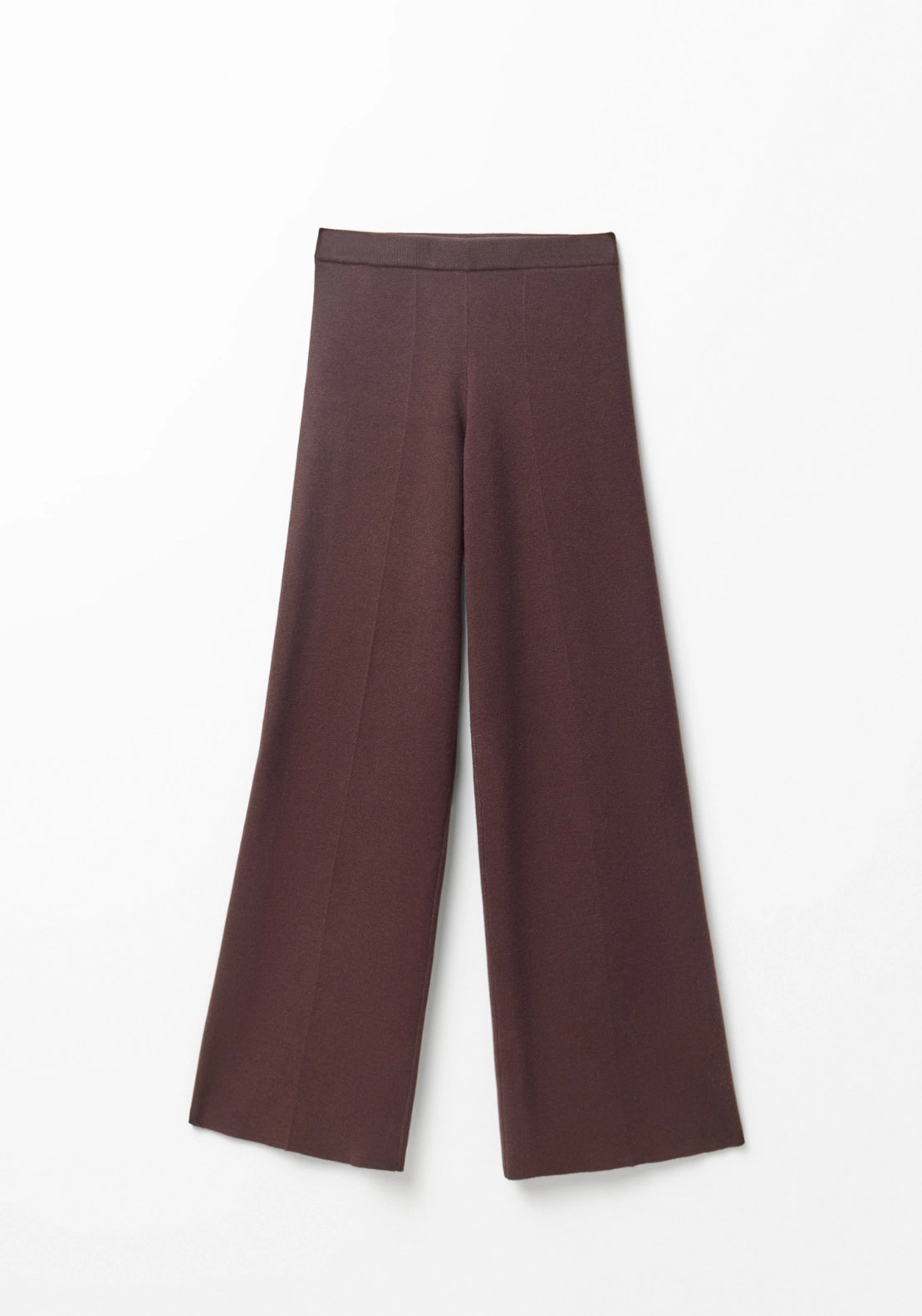 Flared Knit Trousers - Brown