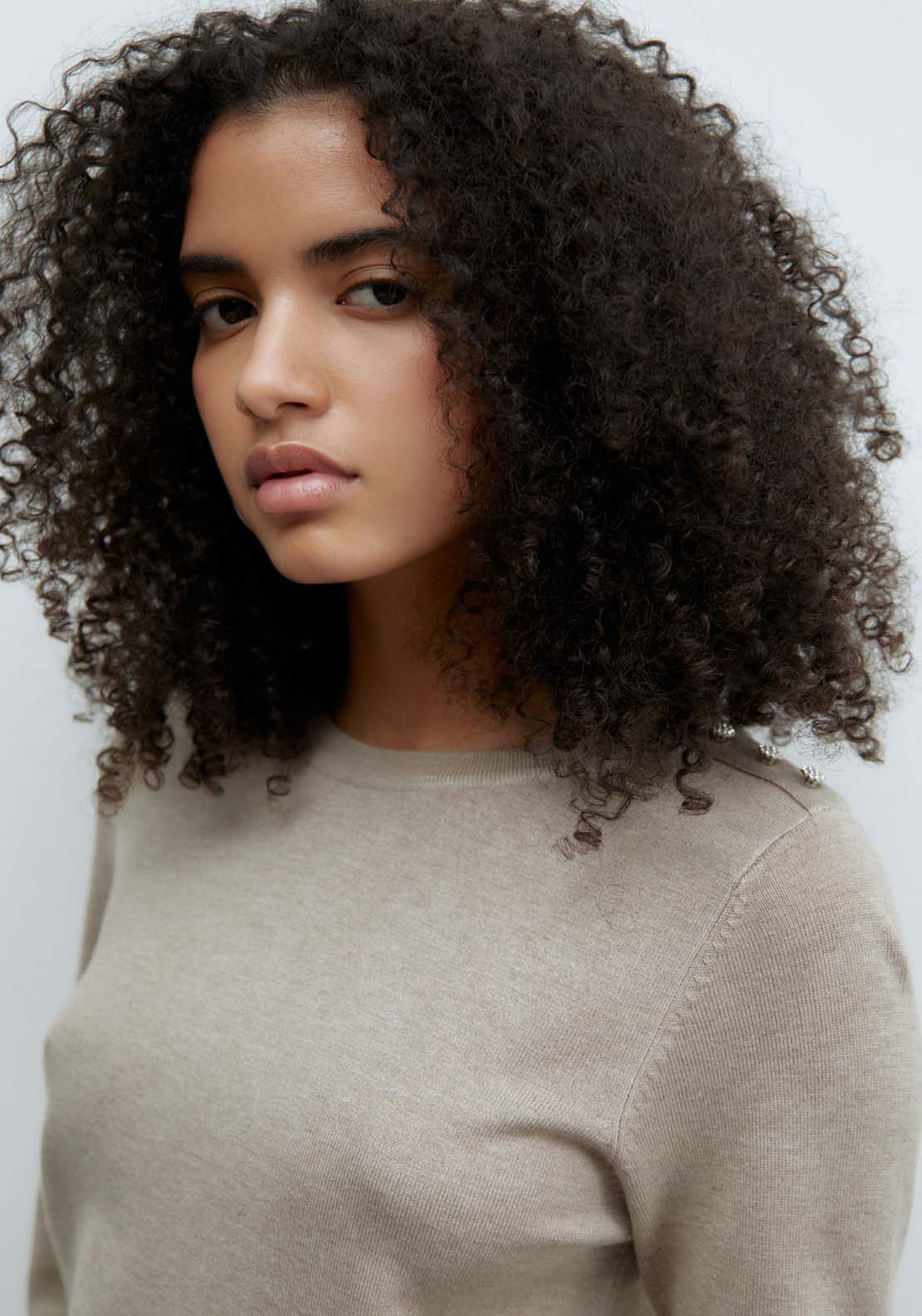 Sfera Jewel button sweater - Beige Acid 2 Shaws Department Stores