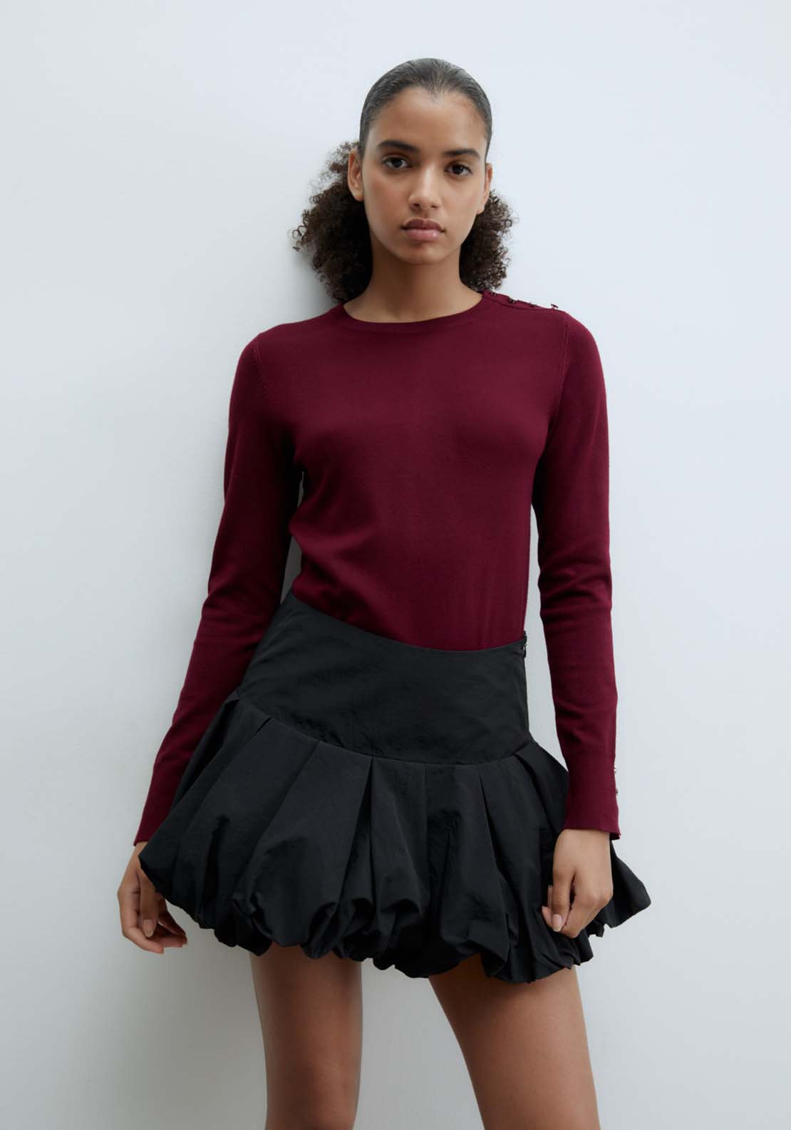 Sfera Jewel button sweater - Currant 1 Shaws Department Stores