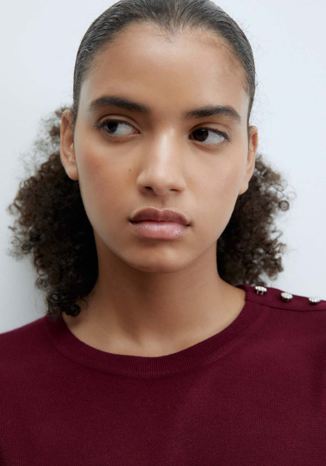 Sfera Jewel button sweater - Currant 3 Shaws Department Stores