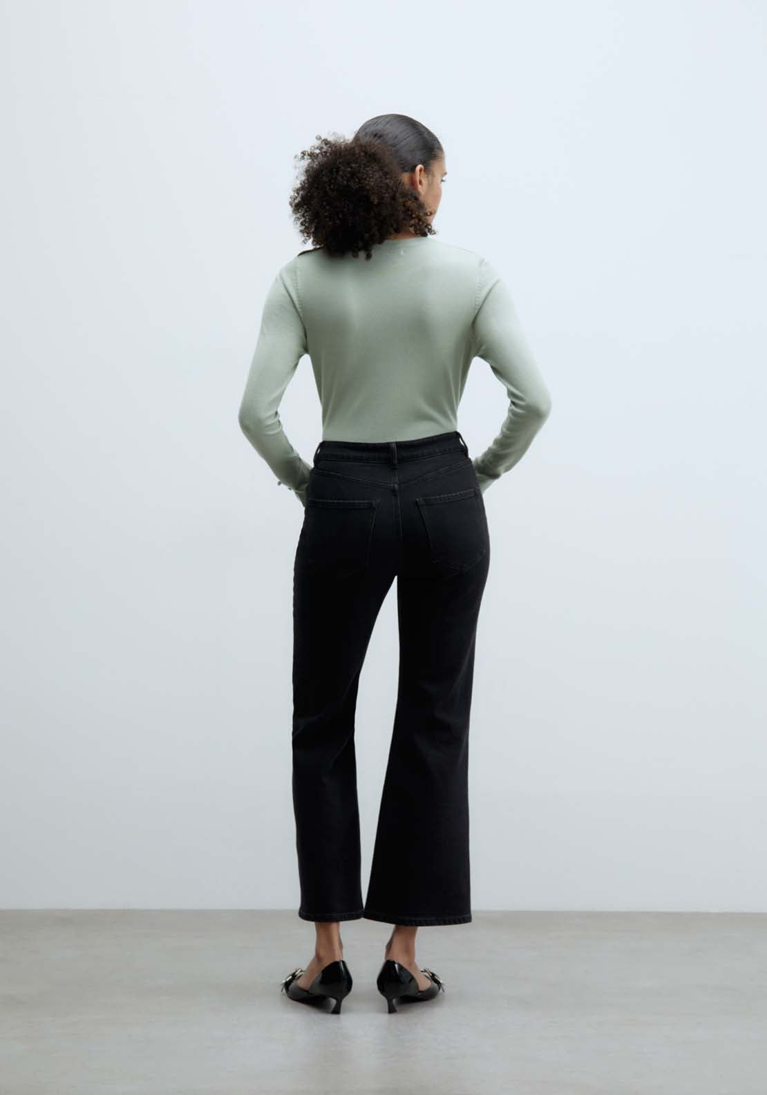Sfera Jewel button sweater - Green Aquamarine 4 Shaws Department Stores