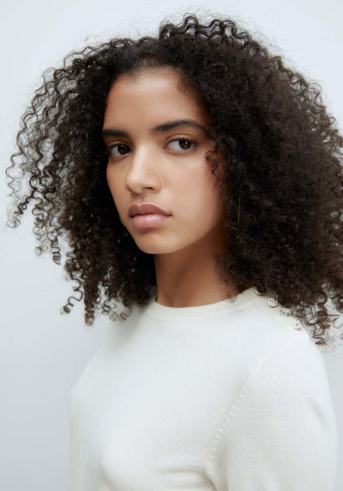 Sfera Jewel button sweater - Ecru Mink 3 Shaws Department Stores
