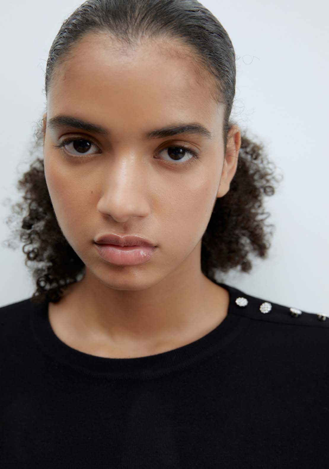 Sfera Jewel button sweater - Black 5 Shaws Department Stores