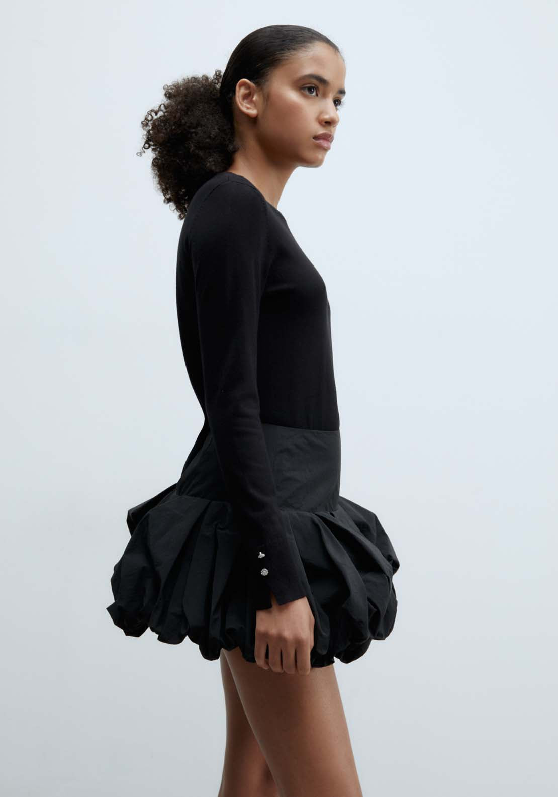Sfera Jewel button sweater - Black 2 Shaws Department Stores