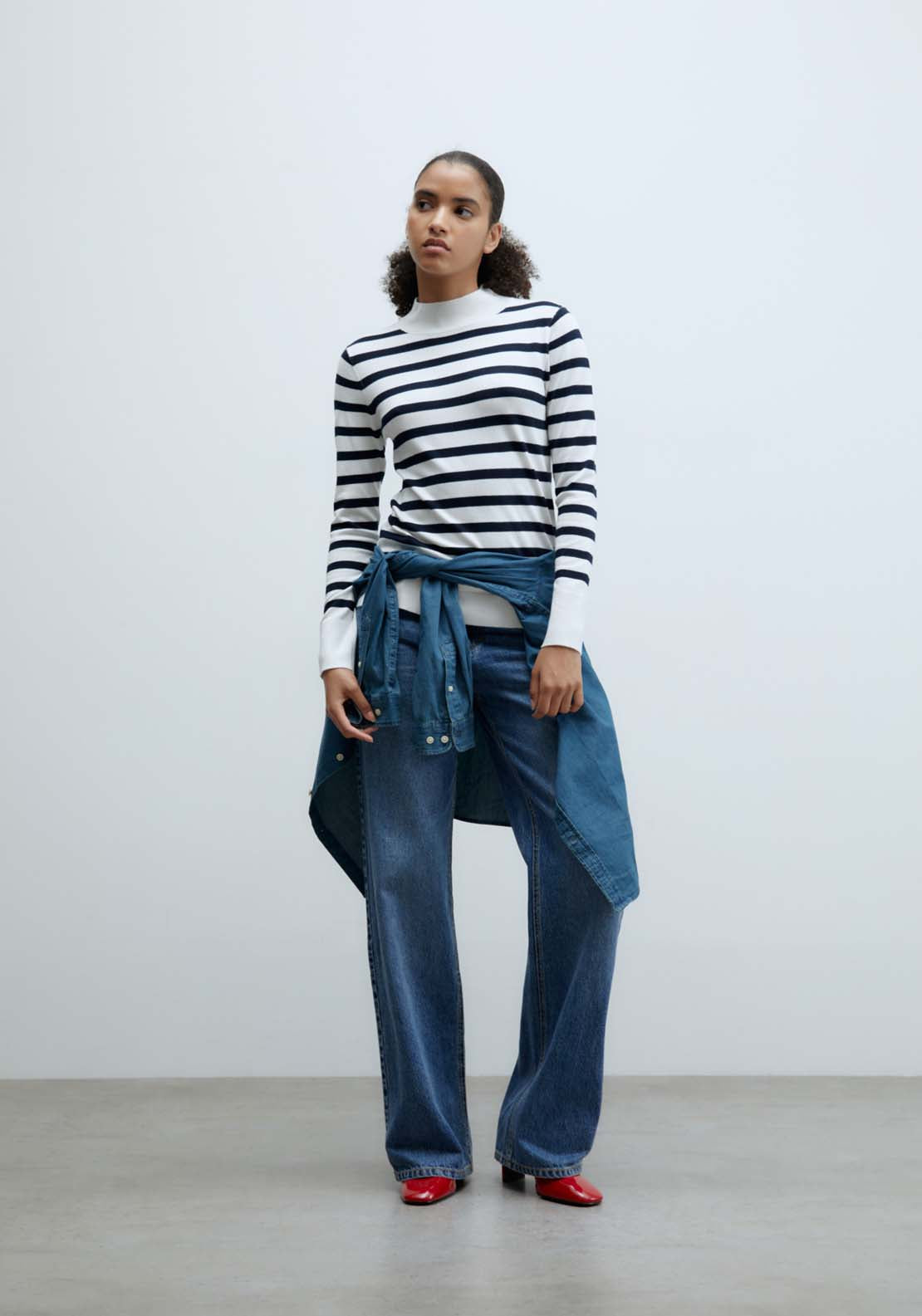 Sfera Stripes high-neck sweater - White 3 Shaws Department Stores