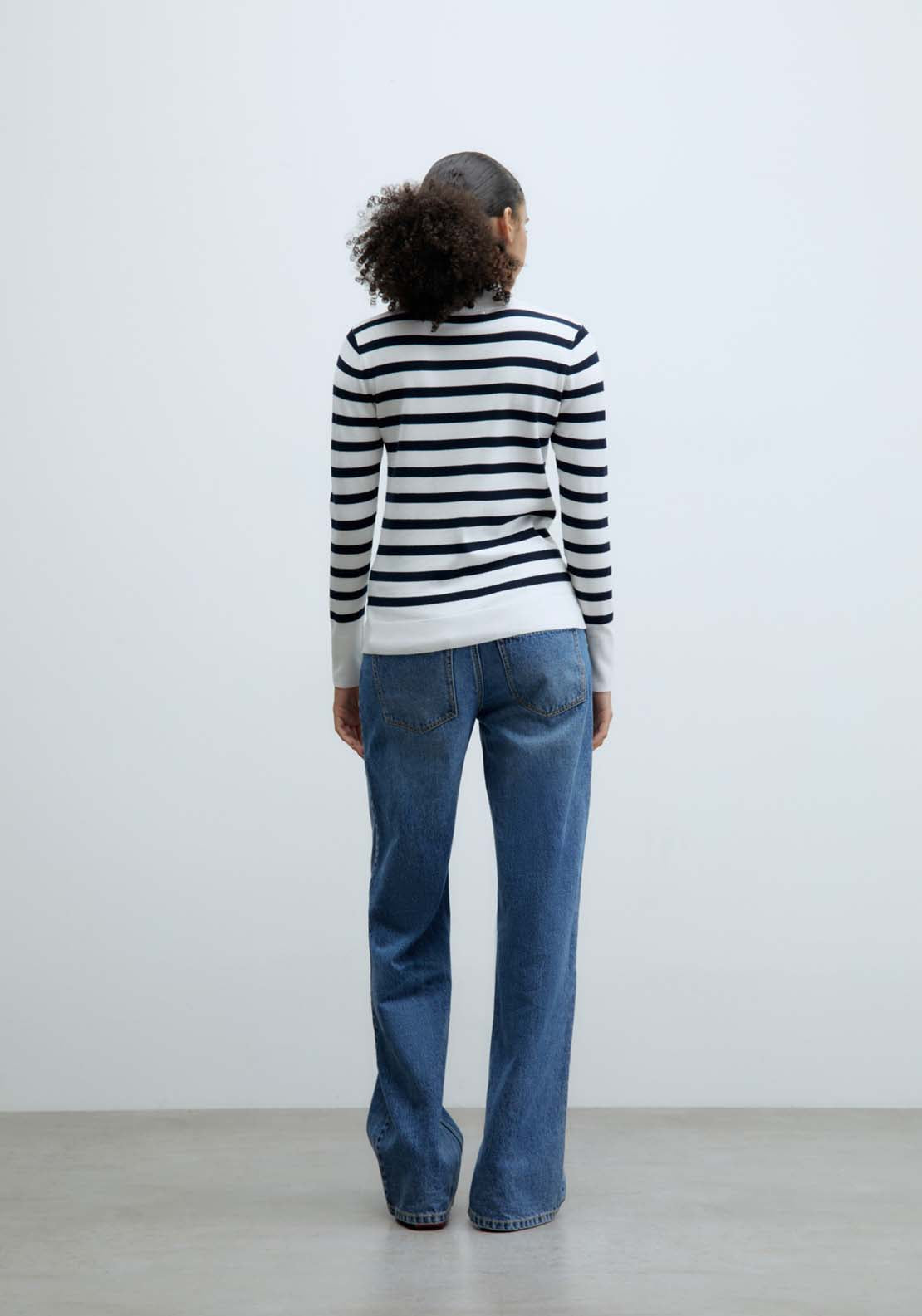 Sfera Stripes high-neck sweater - White 4 Shaws Department Stores