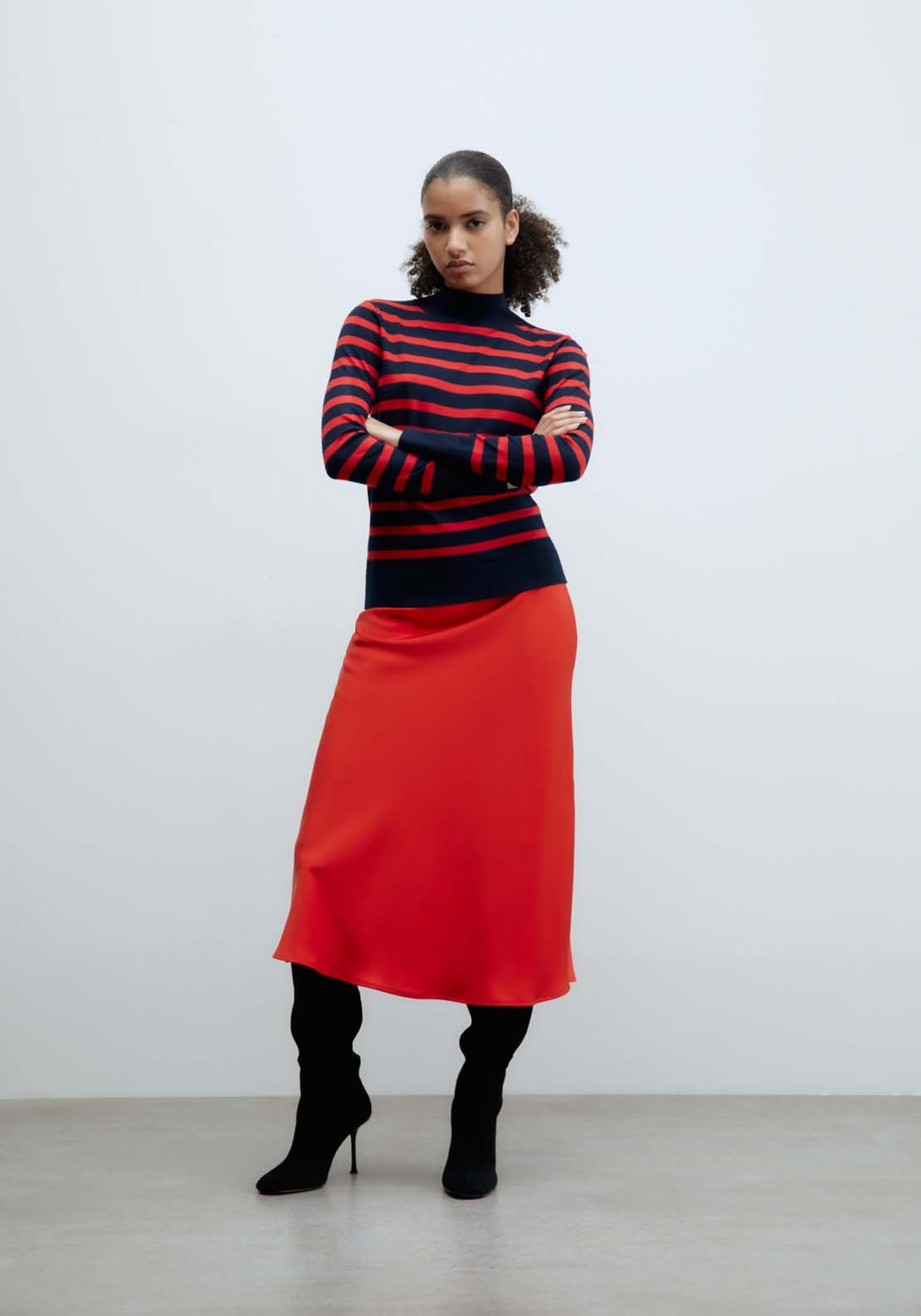 Sfera Stripes high-neck sweater - Red 4 Shaws Department Stores