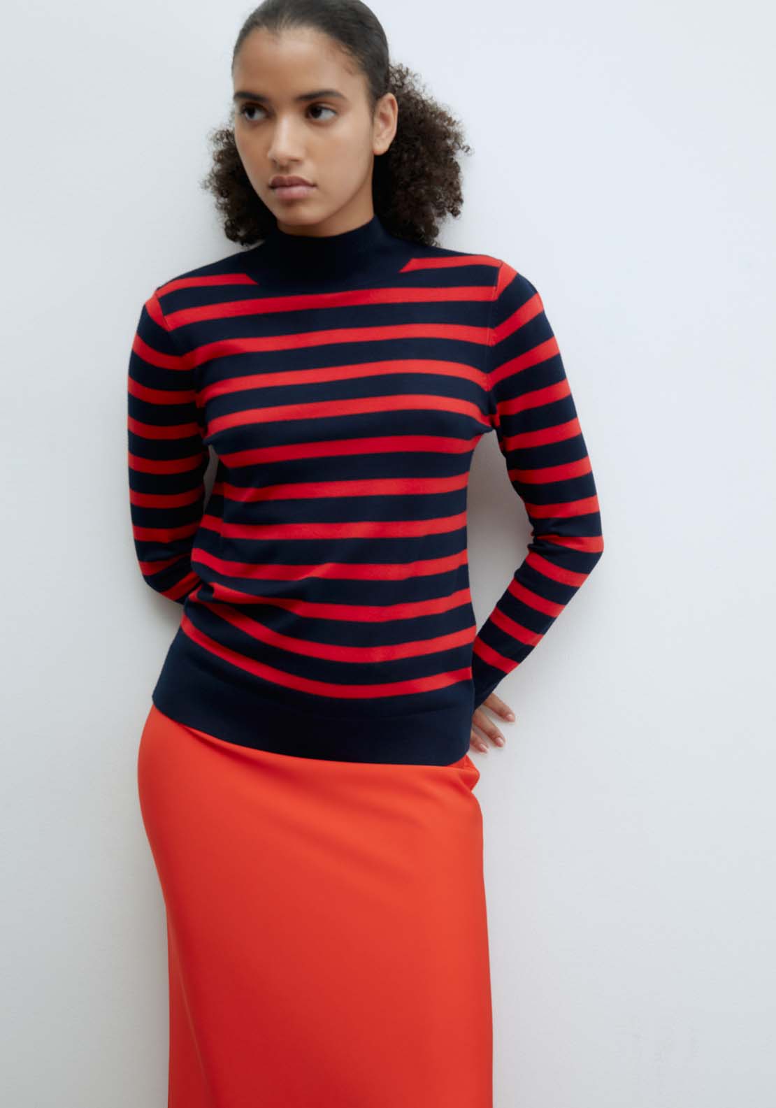 Sfera Stripes high-neck sweater - Red 1 Shaws Department Stores