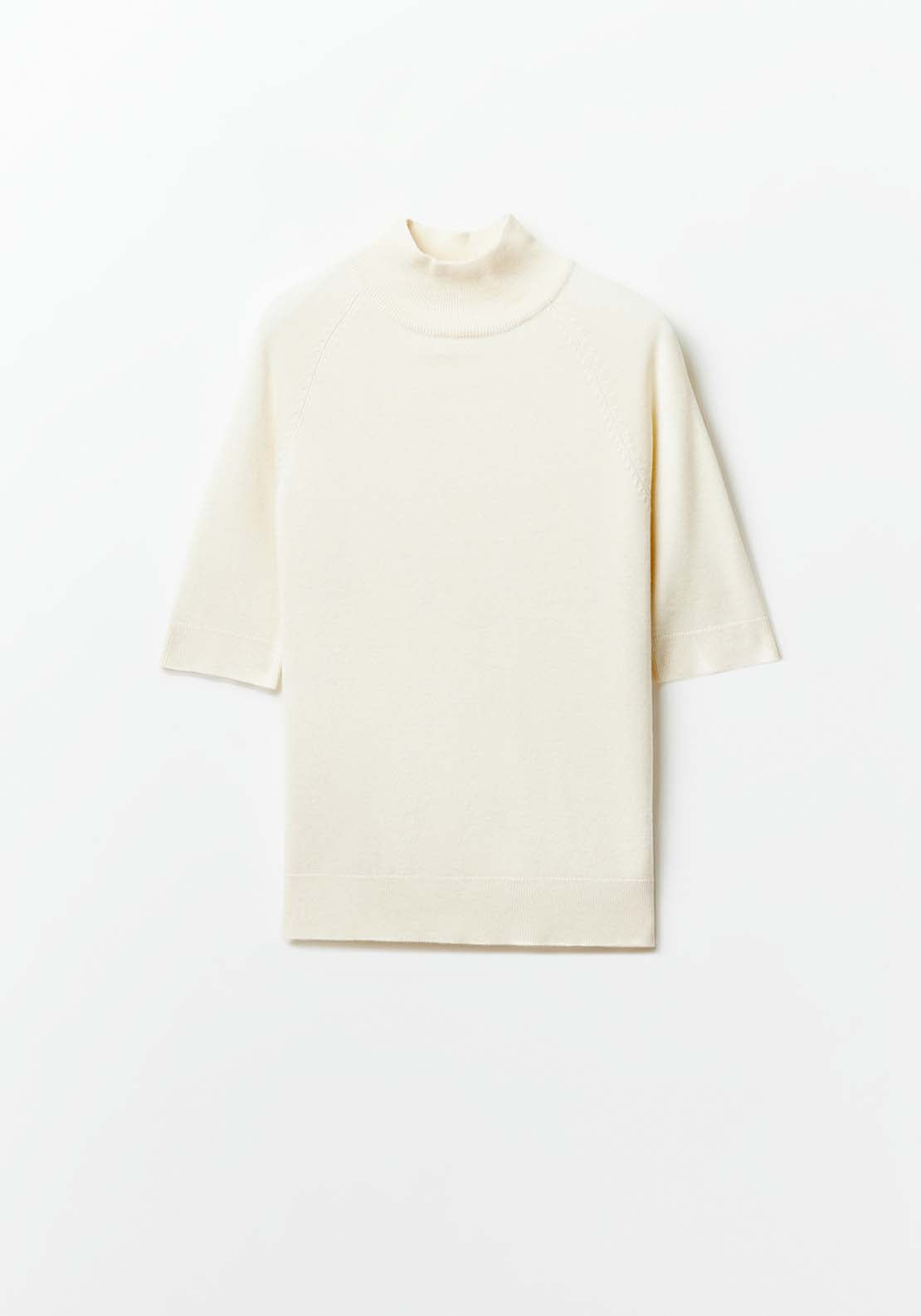 Sfera Short-Sleeved High-Neck Sweater - Ecru Mink 6 Shaws Department Stores