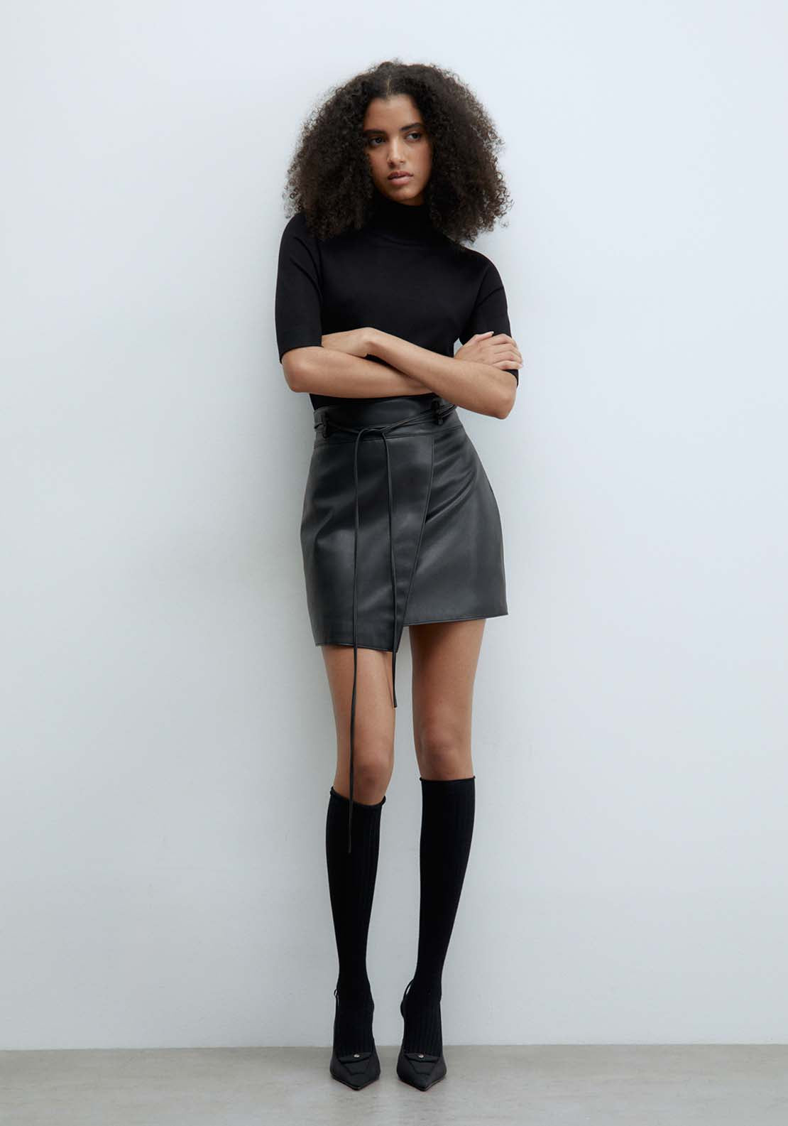 Sfera Short-Sleeved High-Neck Sweater - Black 3 Shaws Department Stores