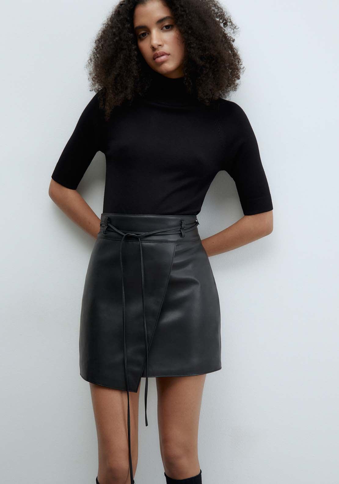 Sfera Short-Sleeved High-Neck Sweater - Black 1 Shaws Department Stores