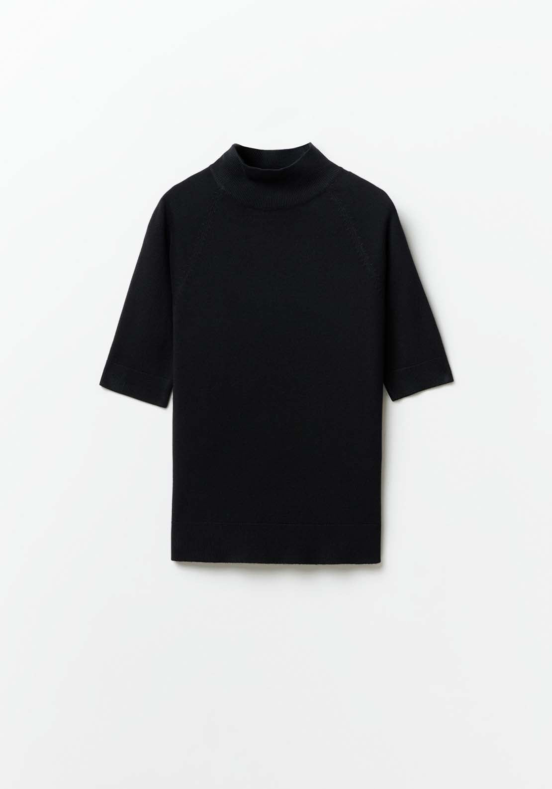 Sfera Short-Sleeved High-Neck Sweater - Black 5 Shaws Department Stores