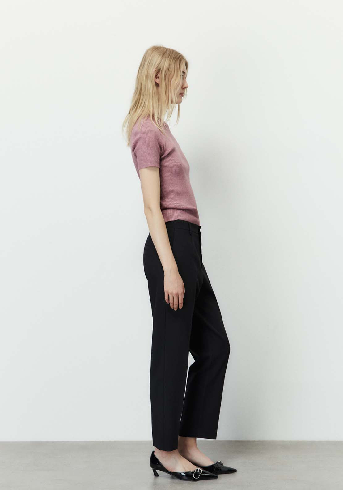 Sfera Ribbed Top With Button Detail - Pink 4 Shaws Department Stores