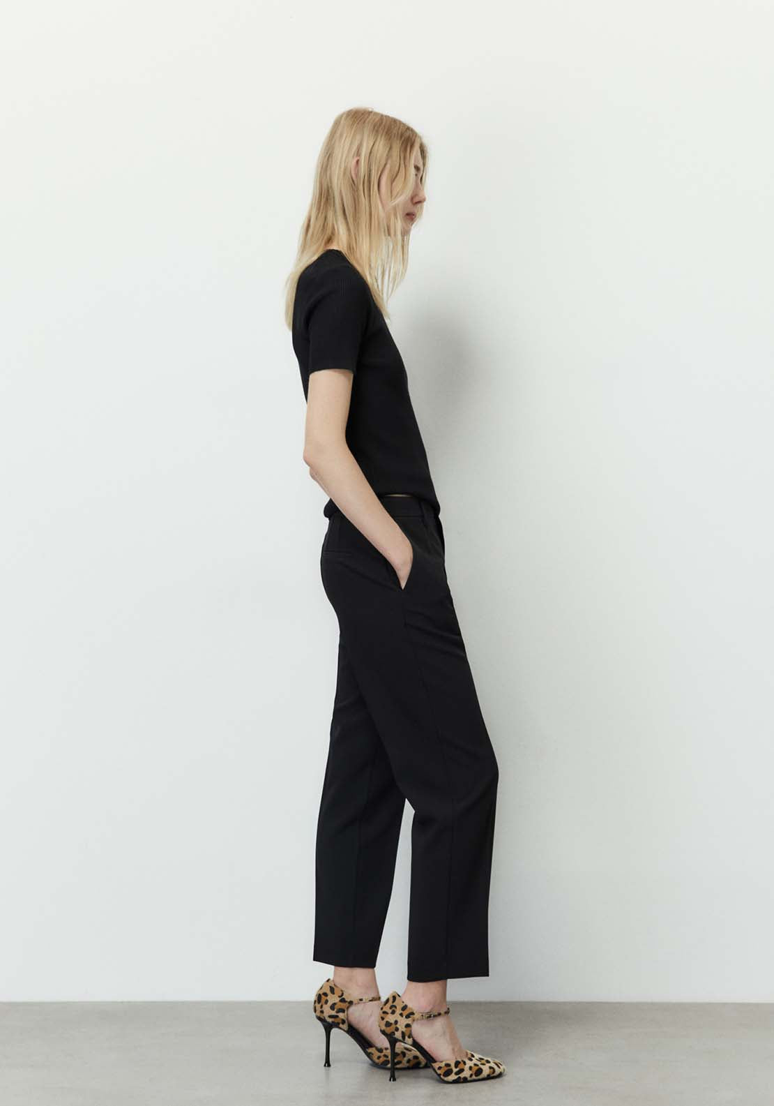Sfera Ribbed Top With Button Detail - Black 5 Shaws Department Stores