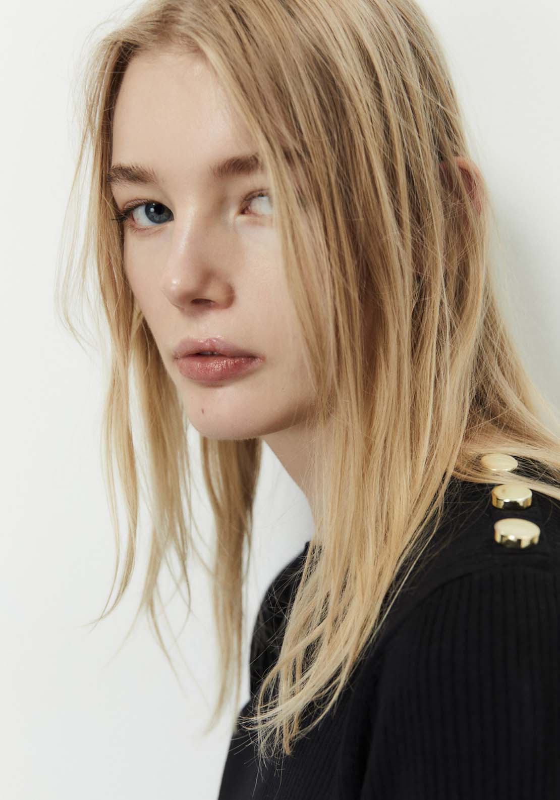 Sfera Ribbed Top With Button Detail - Black 3 Shaws Department Stores