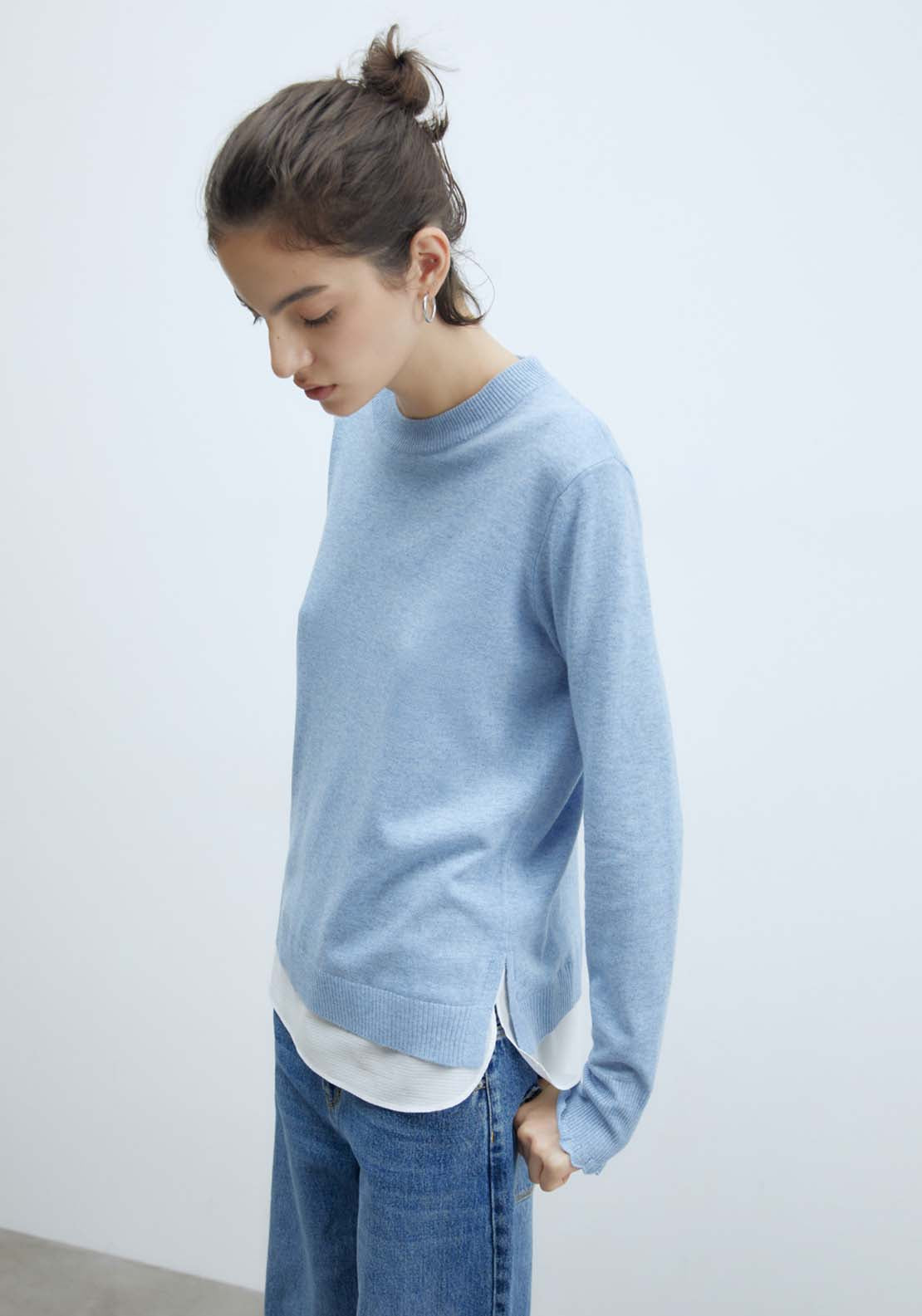 Sfera Knit Sweater - Blue Mink 3 Shaws Department Stores