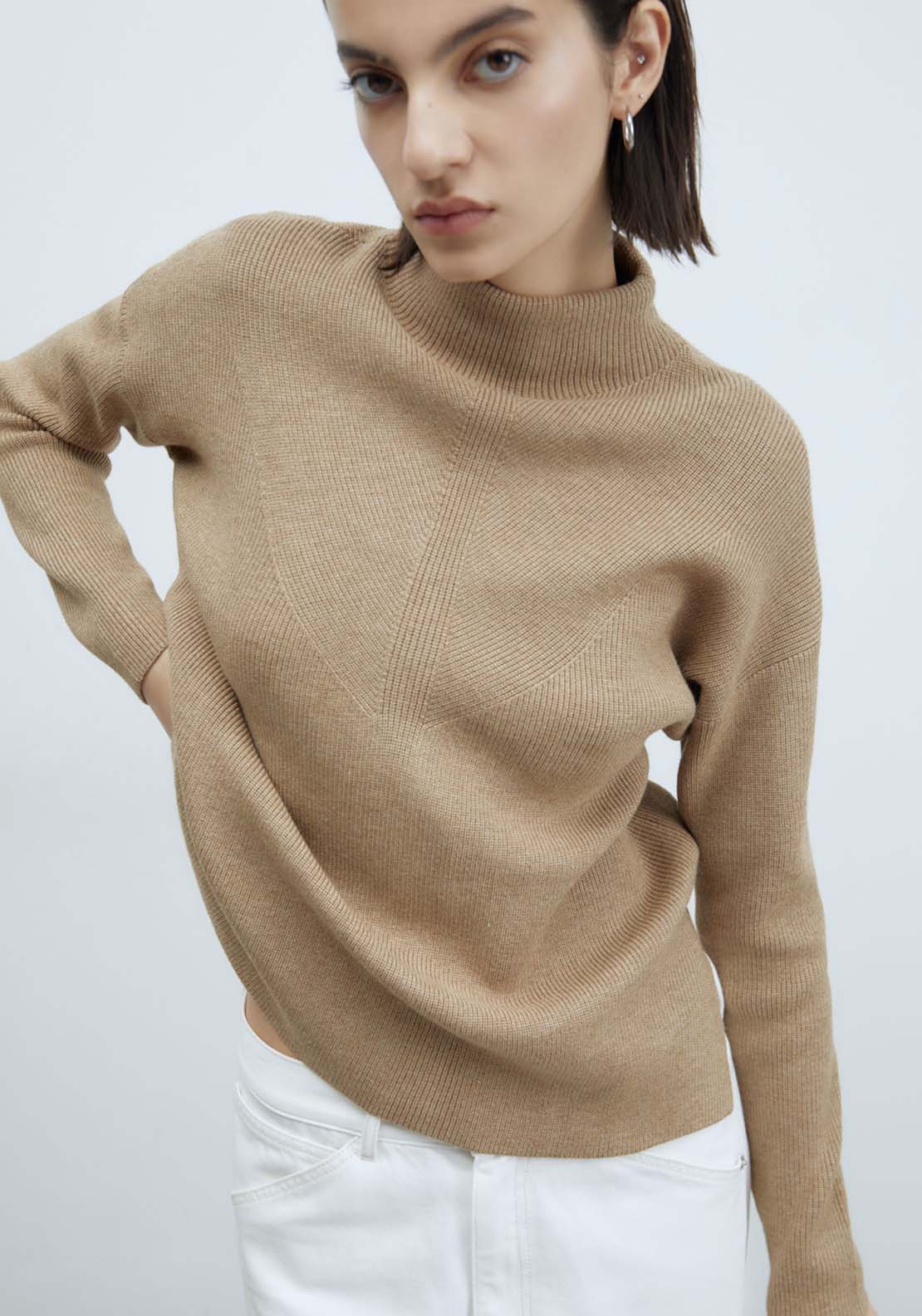 Sfera High-Neck Sweater - Camel Mink 4 Shaws Department Stores