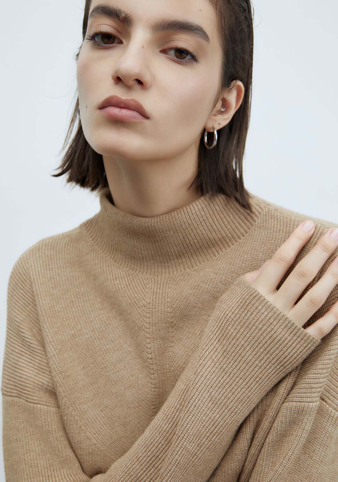 Sfera High-Neck Sweater - Camel Mink 3 Shaws Department Stores
