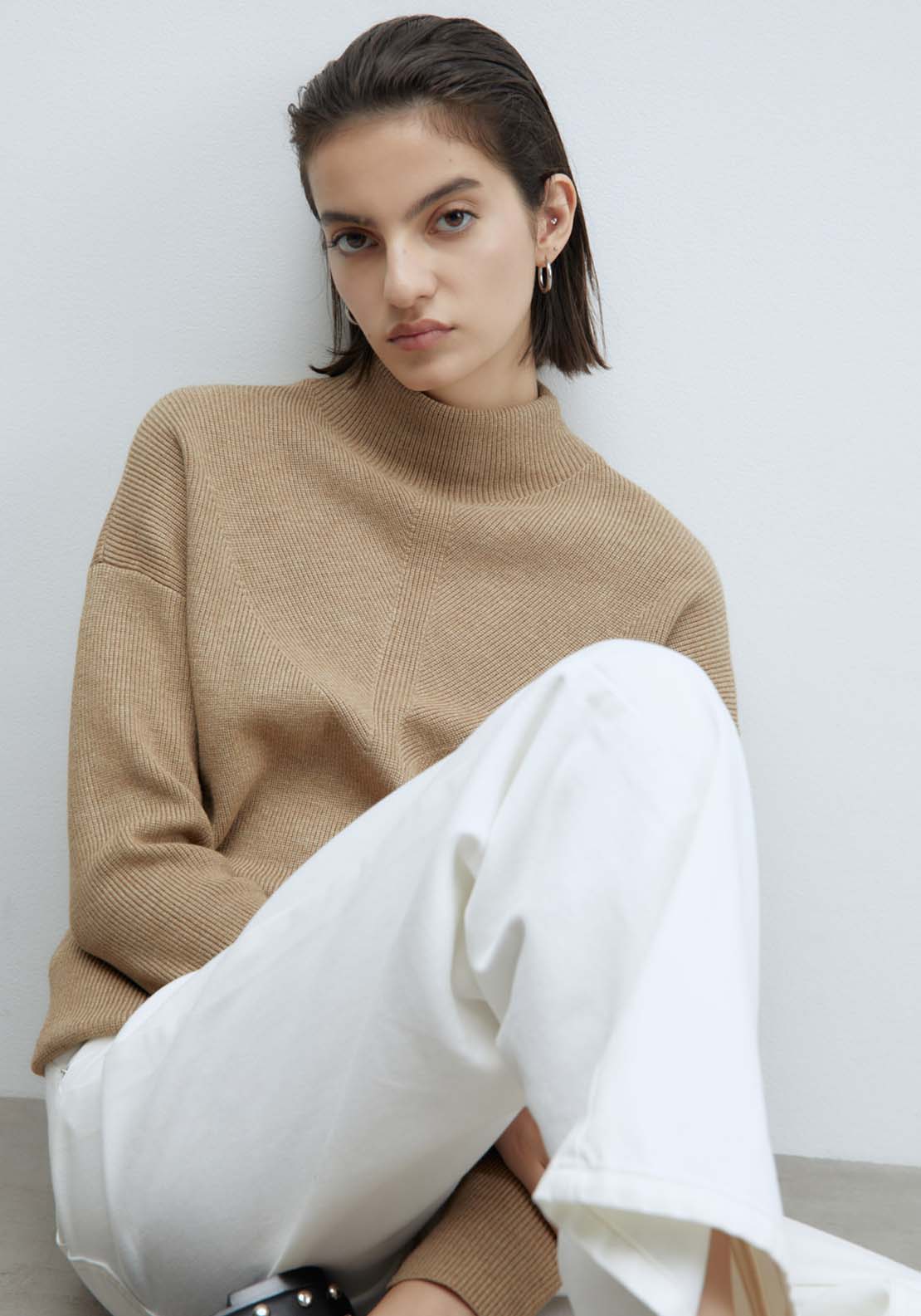 Sfera High-Neck Sweater - Camel Mink 1 Shaws Department Stores