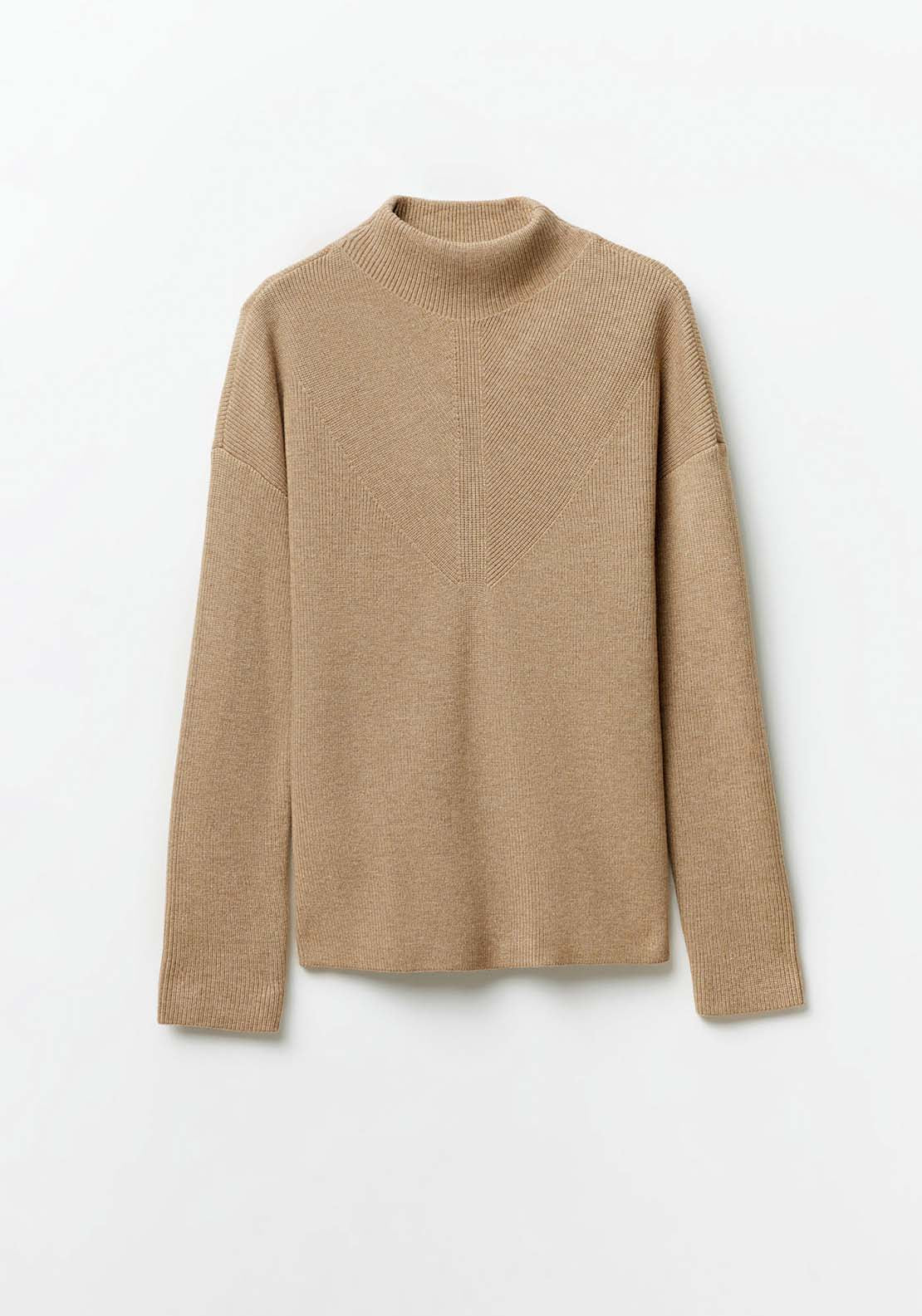 Sfera High-Neck Sweater - Camel Mink 6 Shaws Department Stores