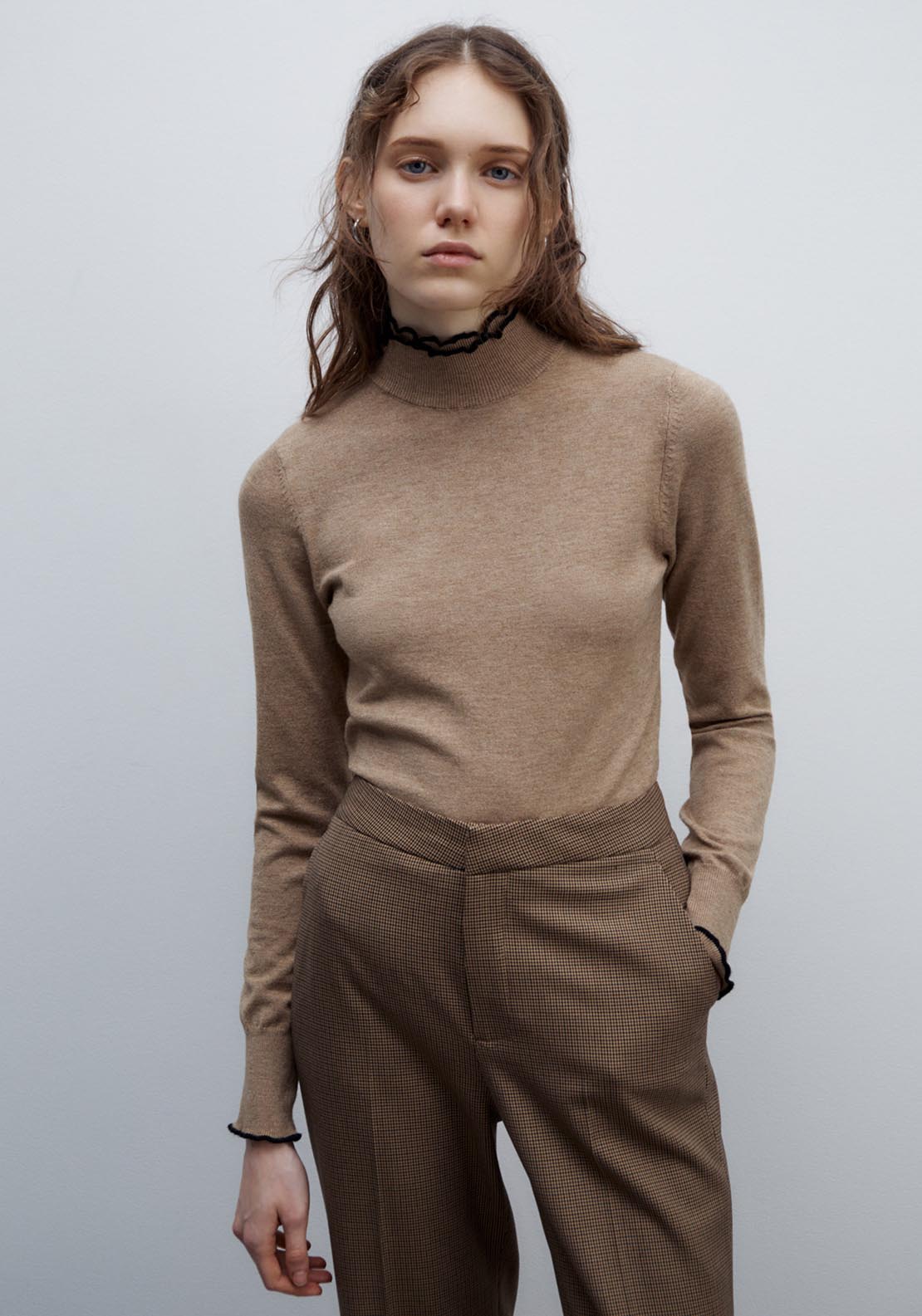 Sfera High-neck sweater - Camel Mink 1 Shaws Department Stores