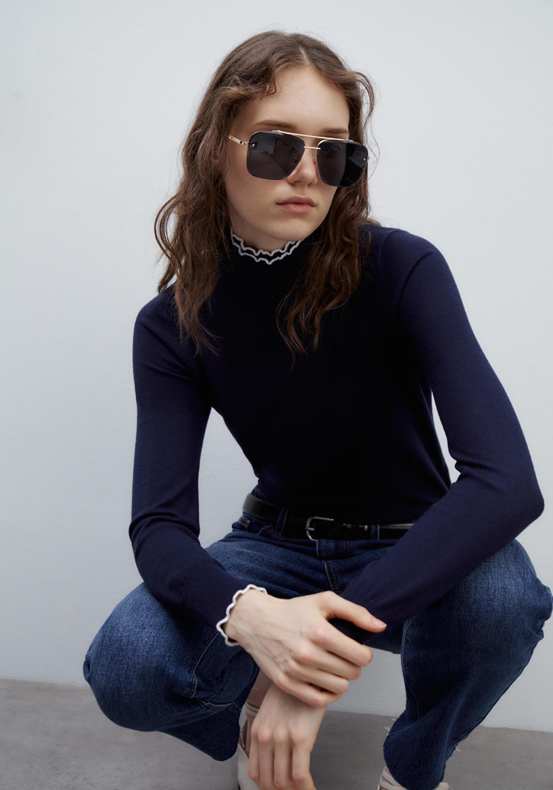 Sfera High-neck sweater - Navy 3 Shaws Department Stores