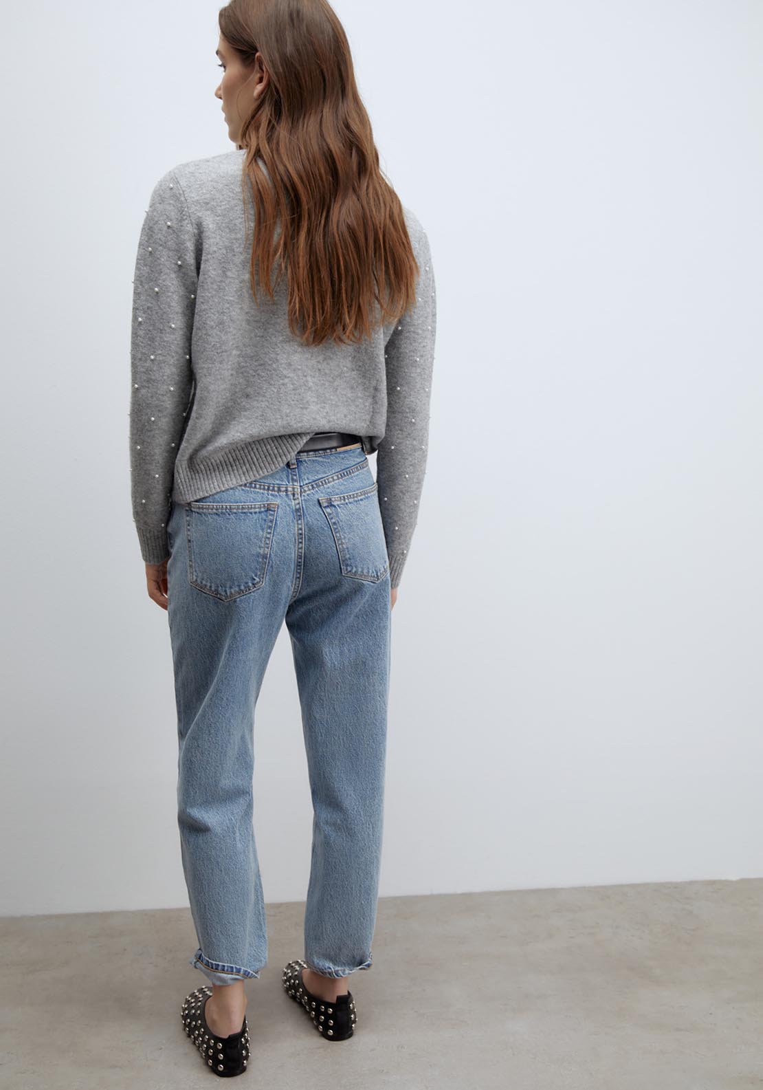 Sfera Pearls sweater - Grey Mink 5 Shaws Department Stores