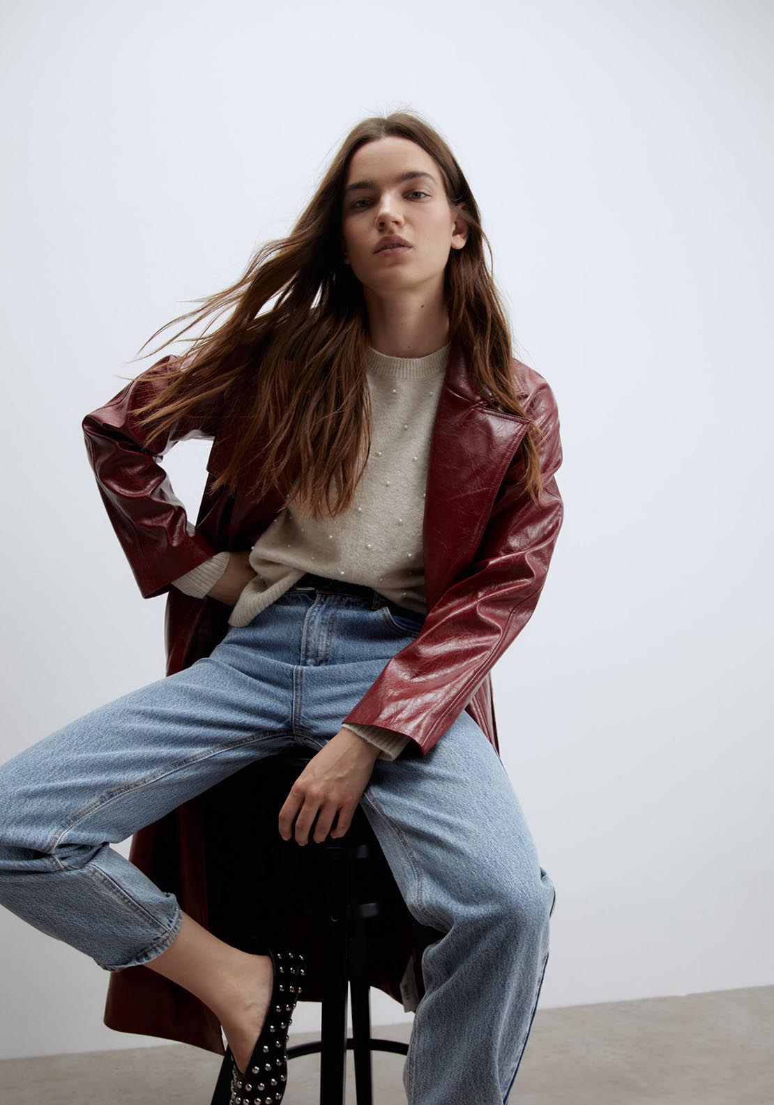 Sfera Pearls sweater - Melange Mink 5 Shaws Department Stores