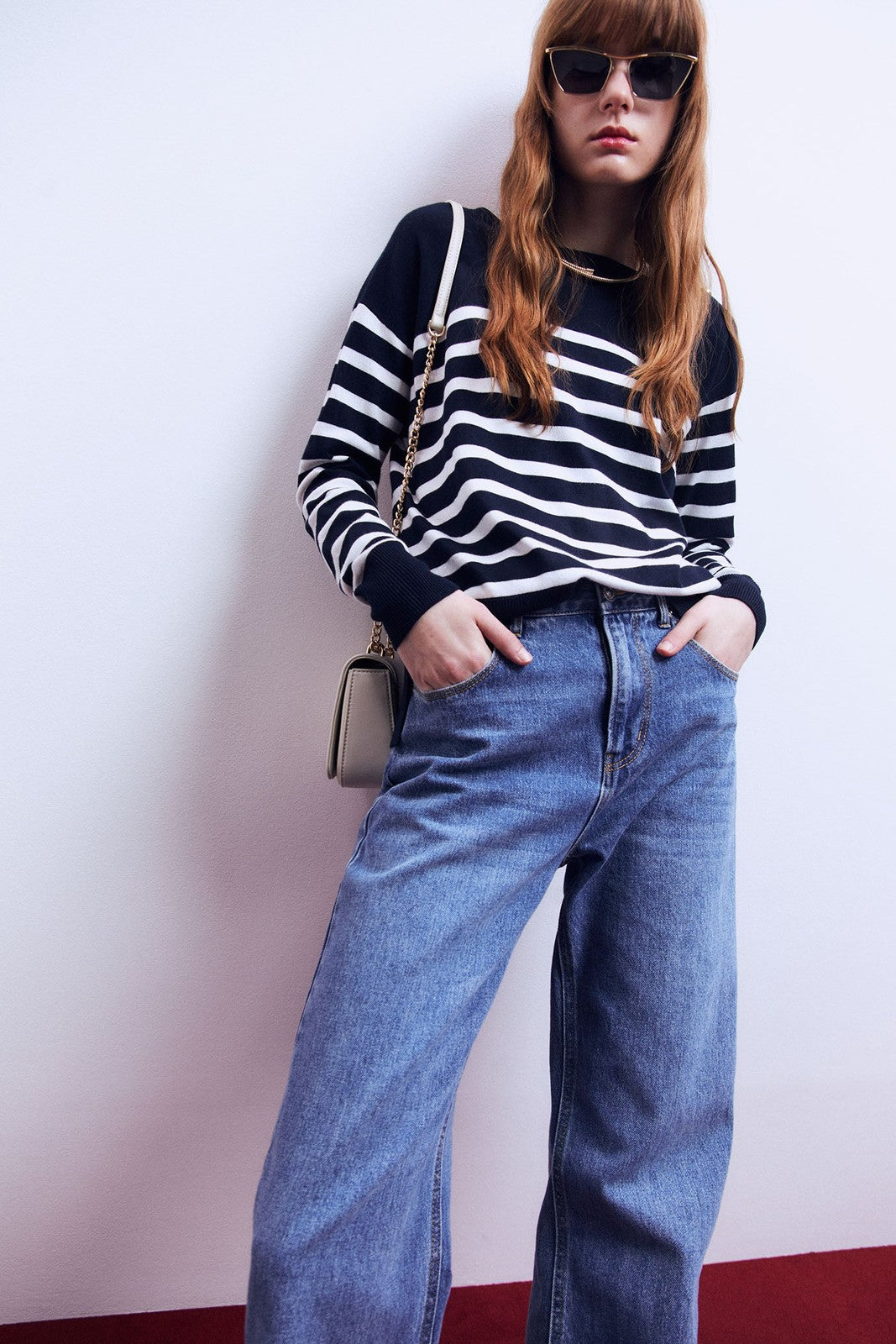 Sfera Knit sweater - Navy 6 Shaws Department Stores