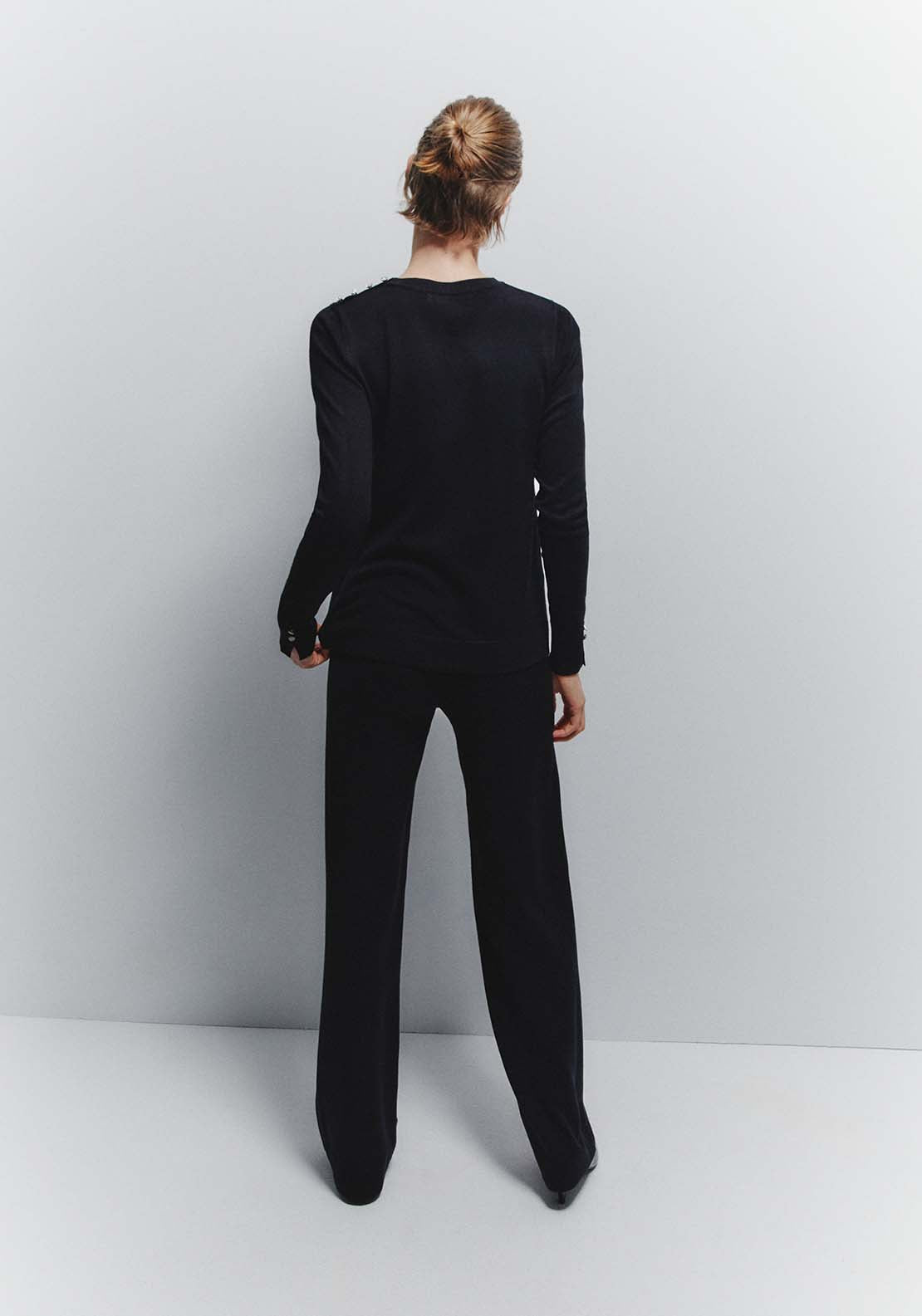 Jewel Button Sweater - Black