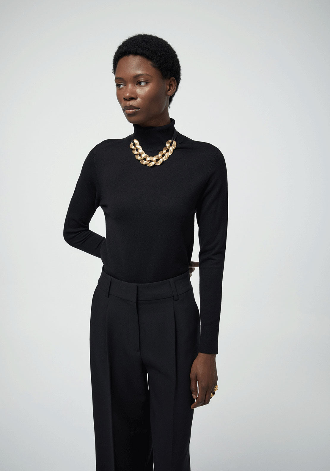 Roll Neck Sweater - Black