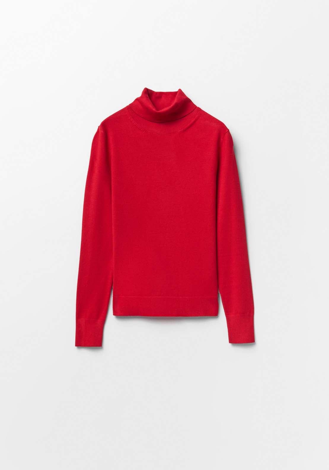 Contrast Striped Turtleneck Sweater - Red