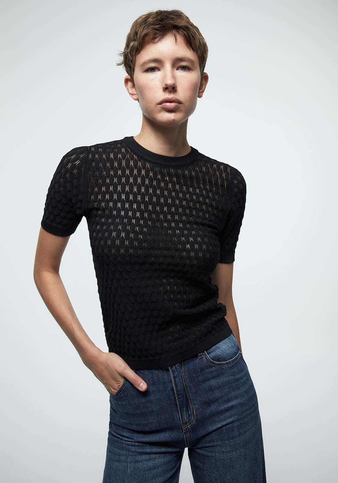 Openwork Sweater - Black