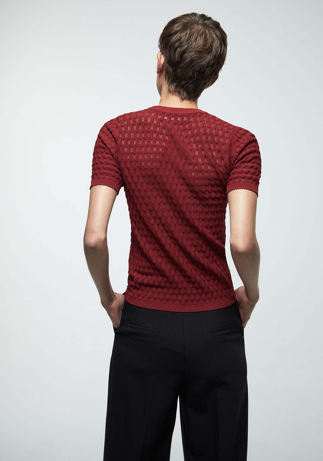 Openwork Sweater - Bermellon