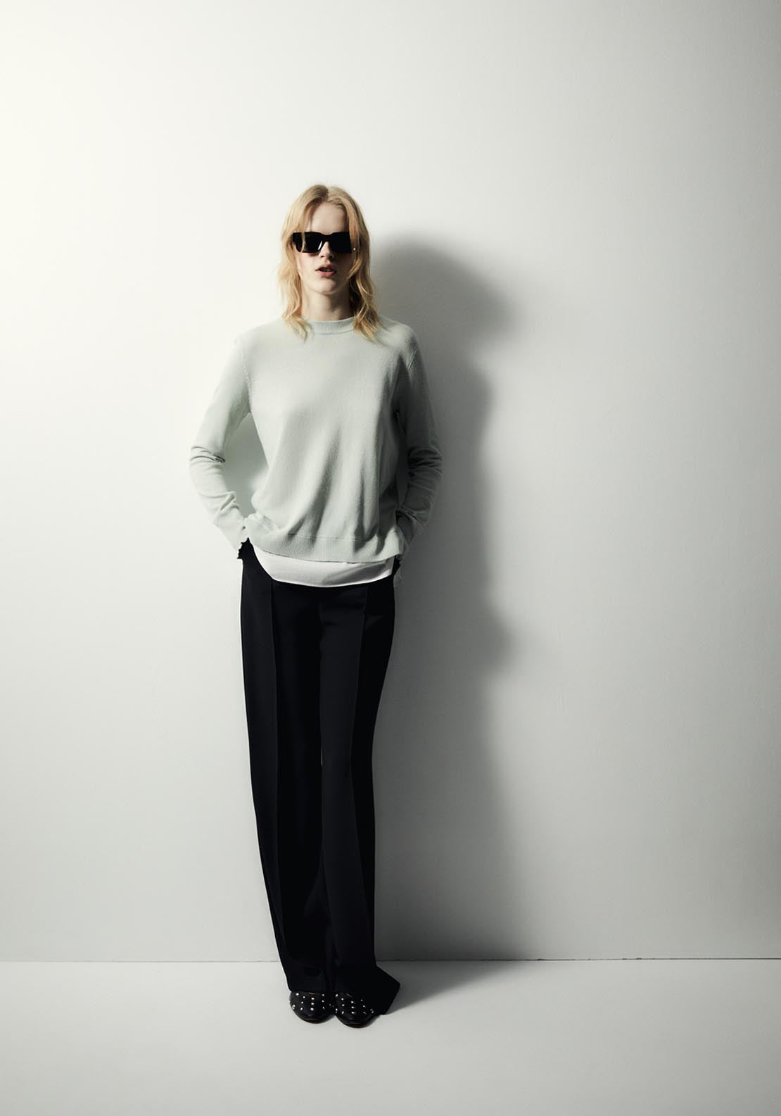 Sfera Contrast Hem Knit Sweater - Green 4 Shaws Department Stores