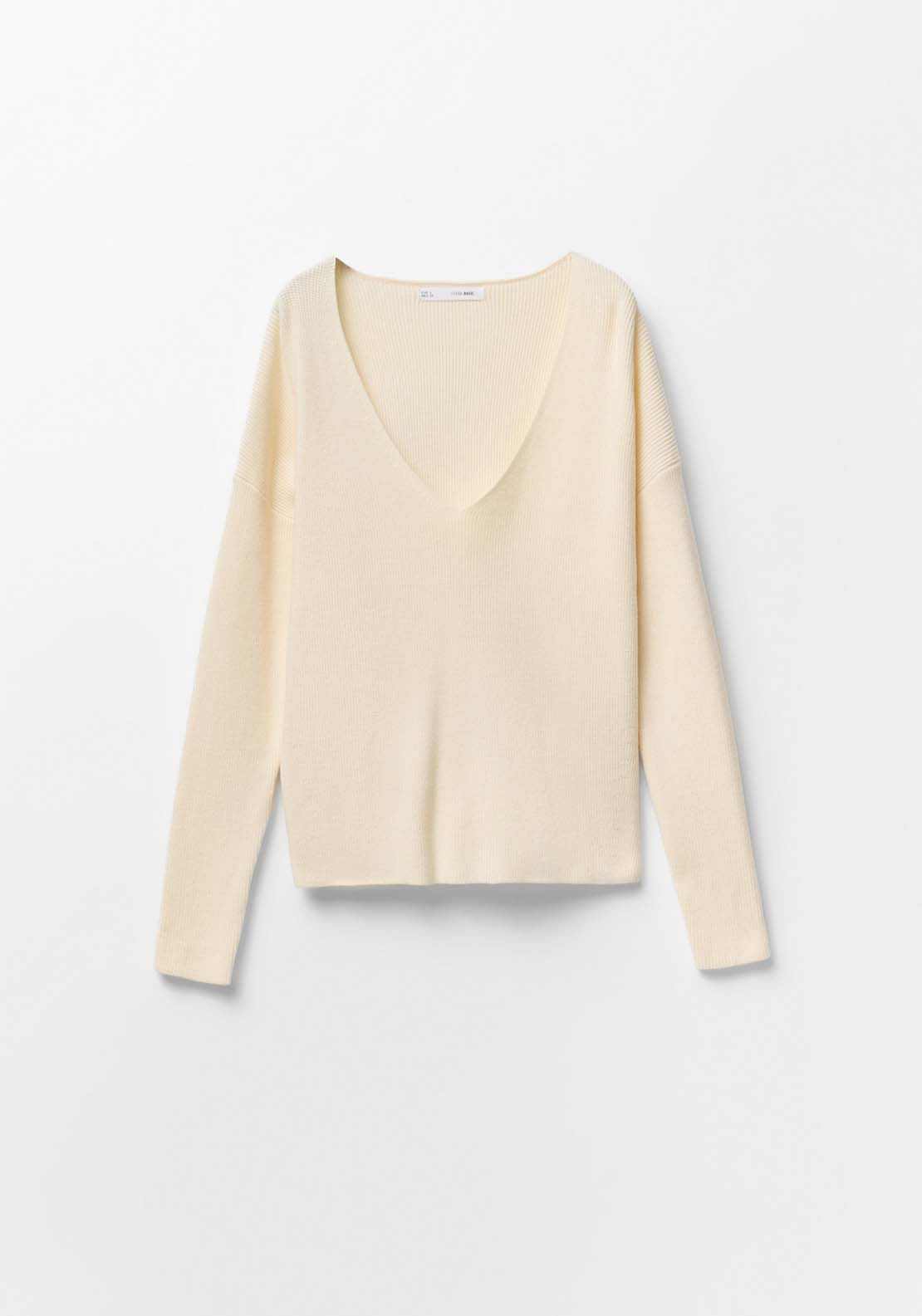 V-Neck Sweater - Cream
