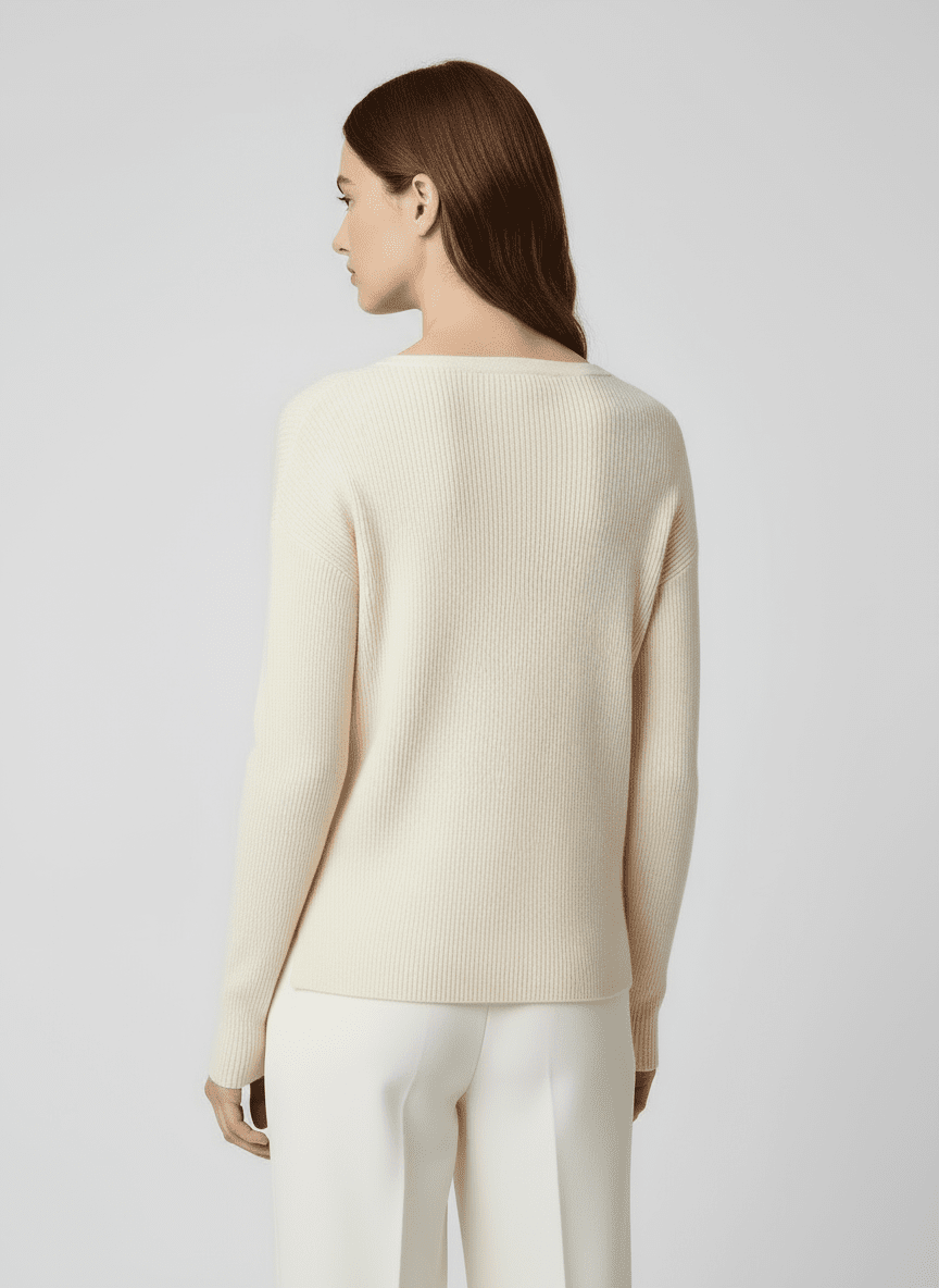 Sfera V-Neck Sweater - Cream 2 Shaws Department Stores