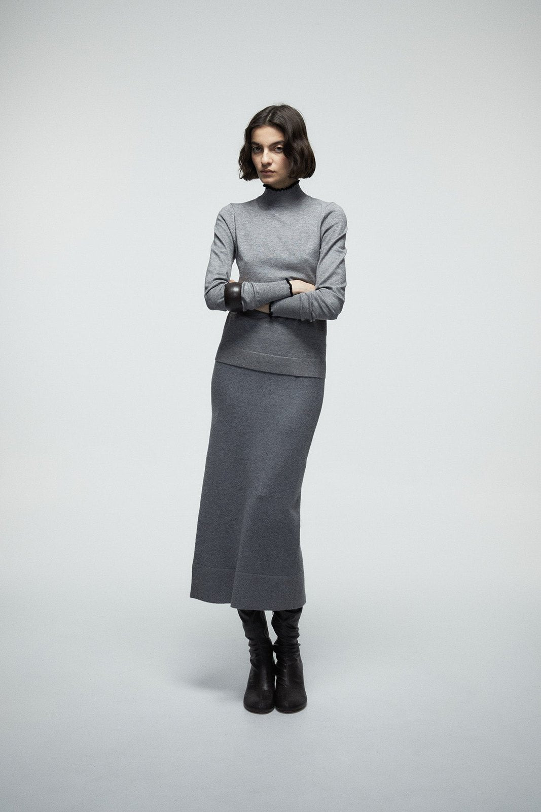 Mock Neck Sweater - Grey