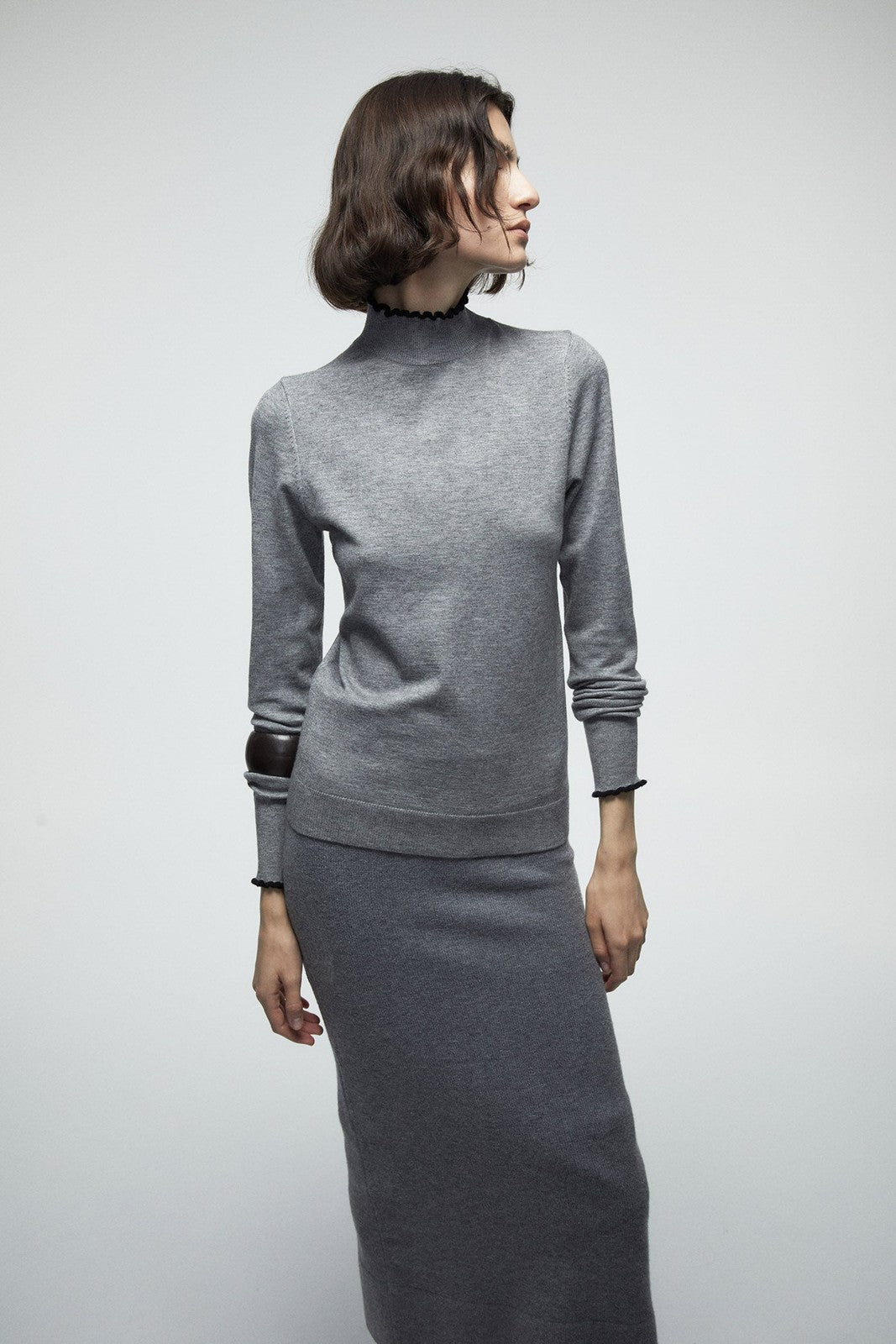 Mock Neck Sweater - Grey