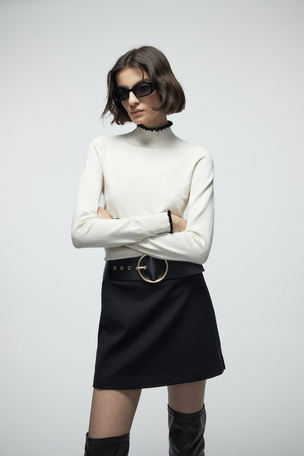 Mock Neck Sweater - Cream