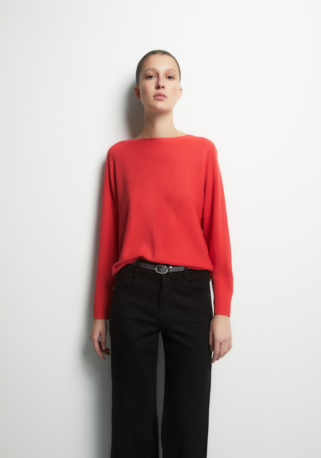 Batwing Sleeve Sweater - Red