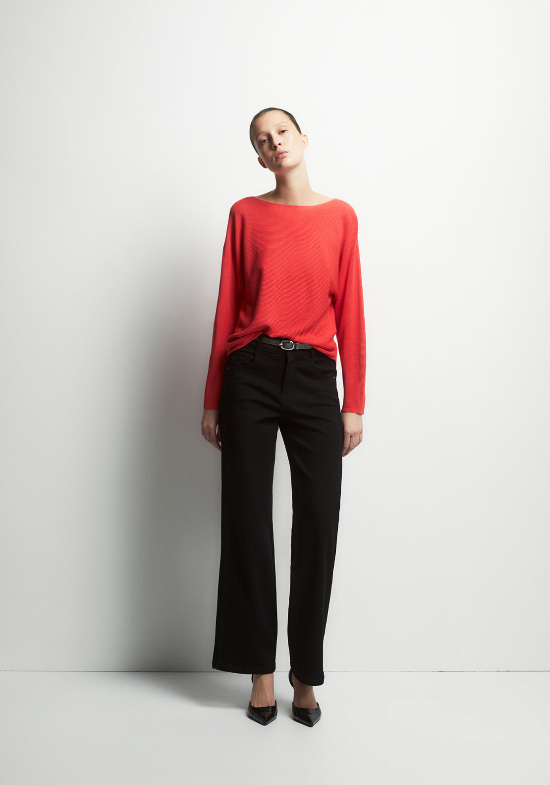 Batwing Sleeve Sweater - Red