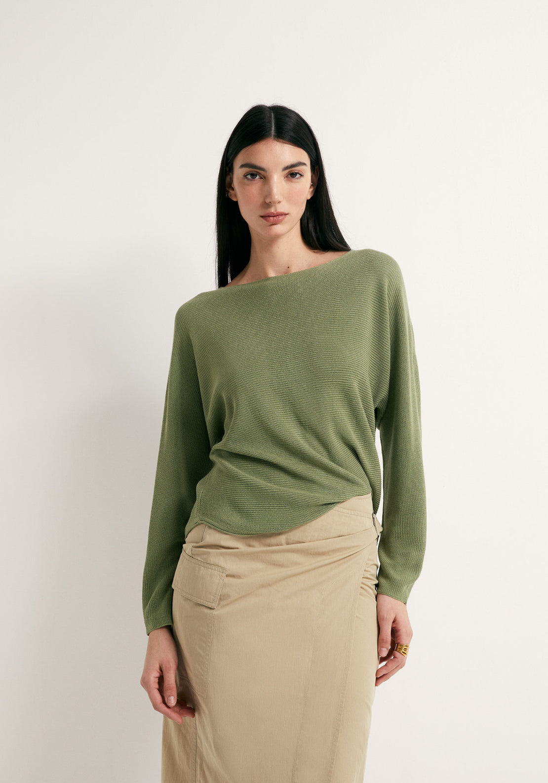 Batwing Sleeve Sweater - Salvia
