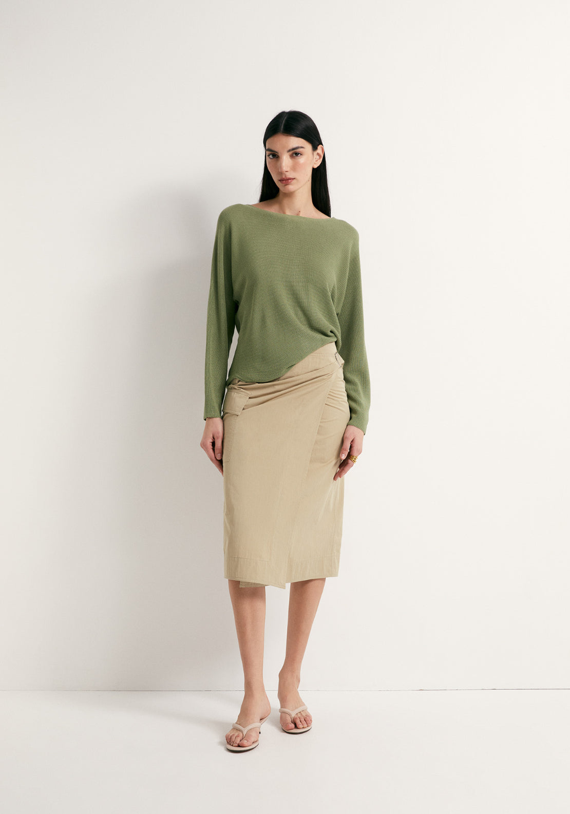 Batwing Sleeve Sweater - Salvia